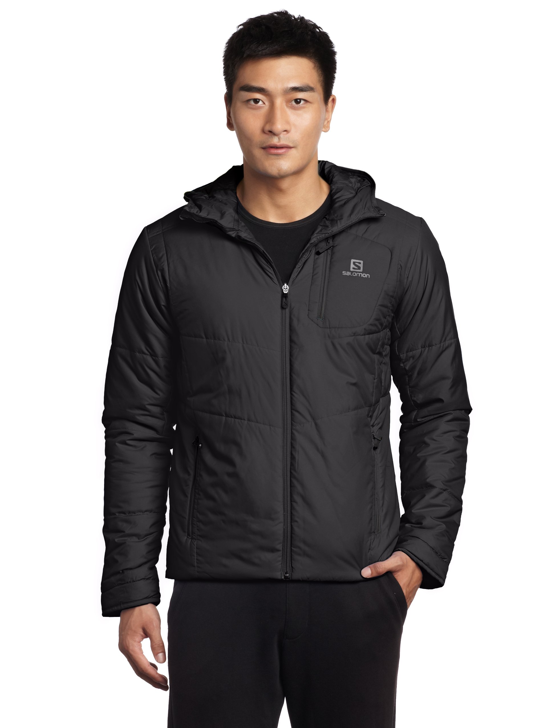 Salomon Men's Insulated Winter Hoodie Jacket - Waterproof Windproof Fleece-Lined Outdoor Coat for Hiking, Skiing & Camping