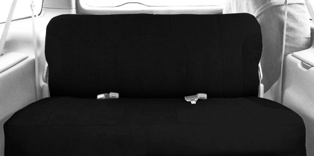CalTrend Rear Solid Bench Seat Covers - Microsuede Car Seat Protectors for 2006-2011 Chevrolet Impala (Black with Black Insert & Trim) | Perfect for Daily Commuting & Road Trips