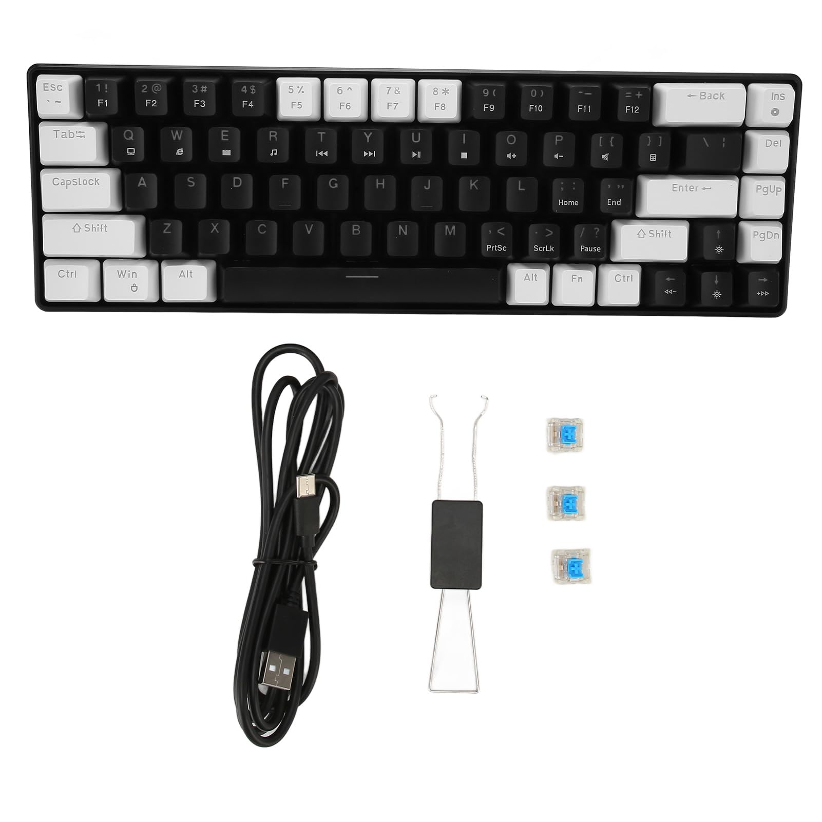 68-Key RGB Backlit Mechanical Gaming Keyboard - Hot Swappable Blue Switches, Wired Ergonomic Mini Keyboard for Windows PC - Perfect for Esports, Typing & Office Work