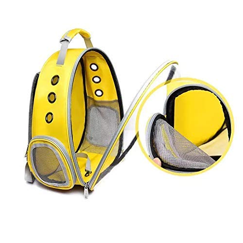 **Pups&Pets Transparent Cat Carrier Backpack - Breathable Pet Travel Backpack for Small Dogs & Cats, Airline Approved, Lightweight & Durable (Yellow) - Perfect for Air Travel, Vet Visits & Outdoor Adventures**