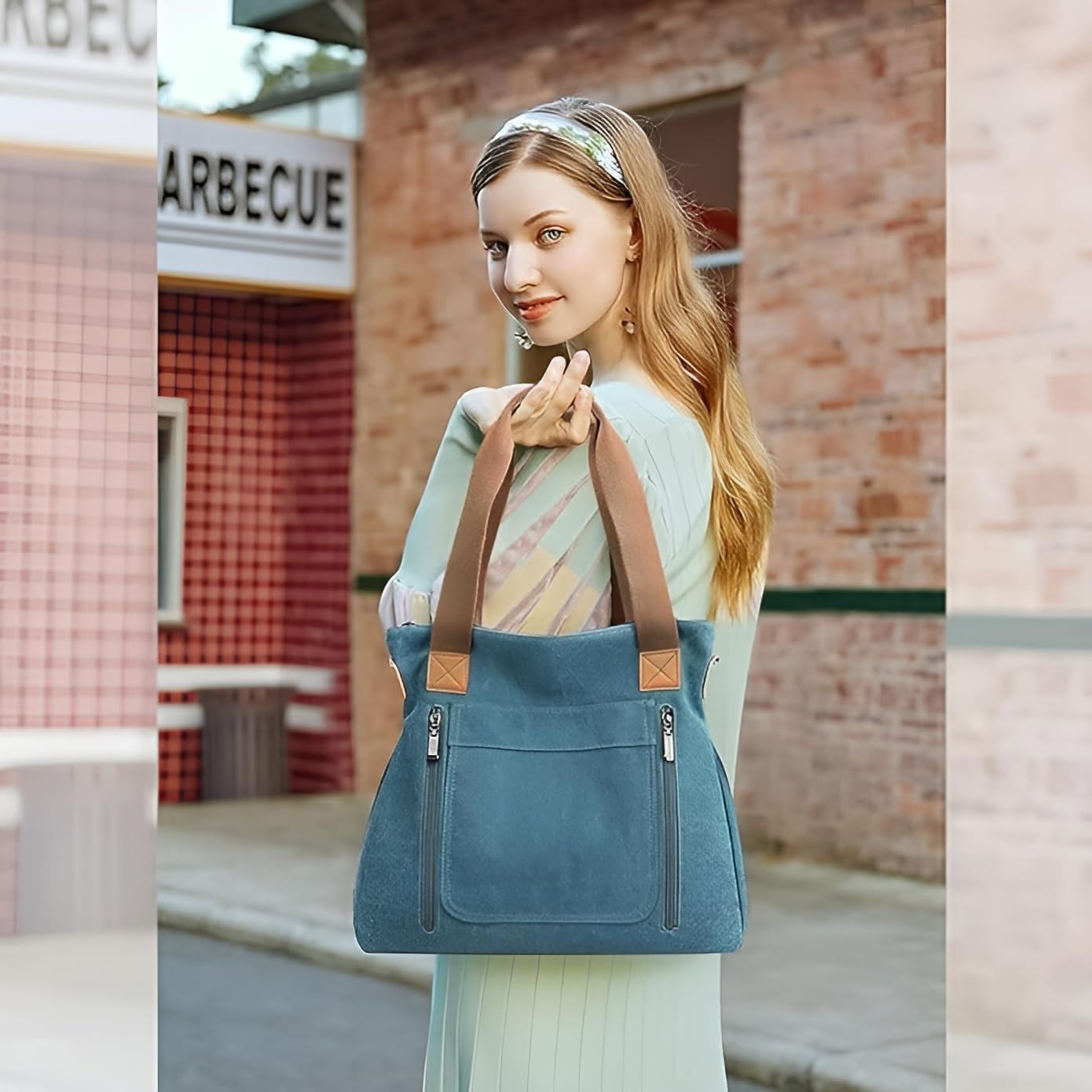 Stylish Women's Canvas Tote Bag - Large Capacity Casual Shoulder Bag for Everyday Use | Durable Hobo Tote & Crossbody Shopper Bag | Perfect for Work, Travel, Shopping and Beach Outings