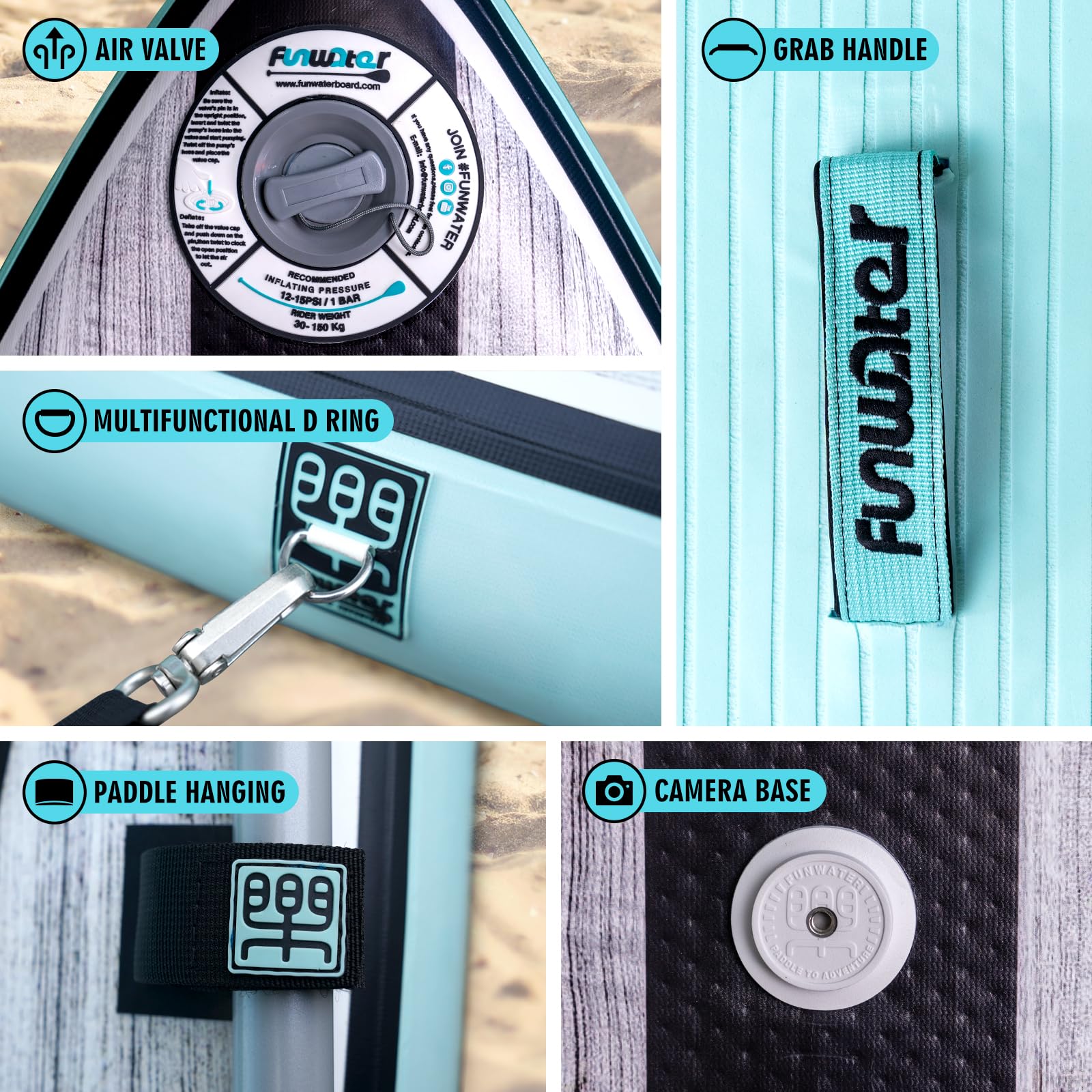 FunWater Inflatable Stand Up Paddle Board - Ultra-Light SUP with Full Accessories Kit (Adjustable Paddle, Pump, Backpack, Leash & Waterproof Phone Case) for Lakes, Rivers & Ocean Paddling Adventures
