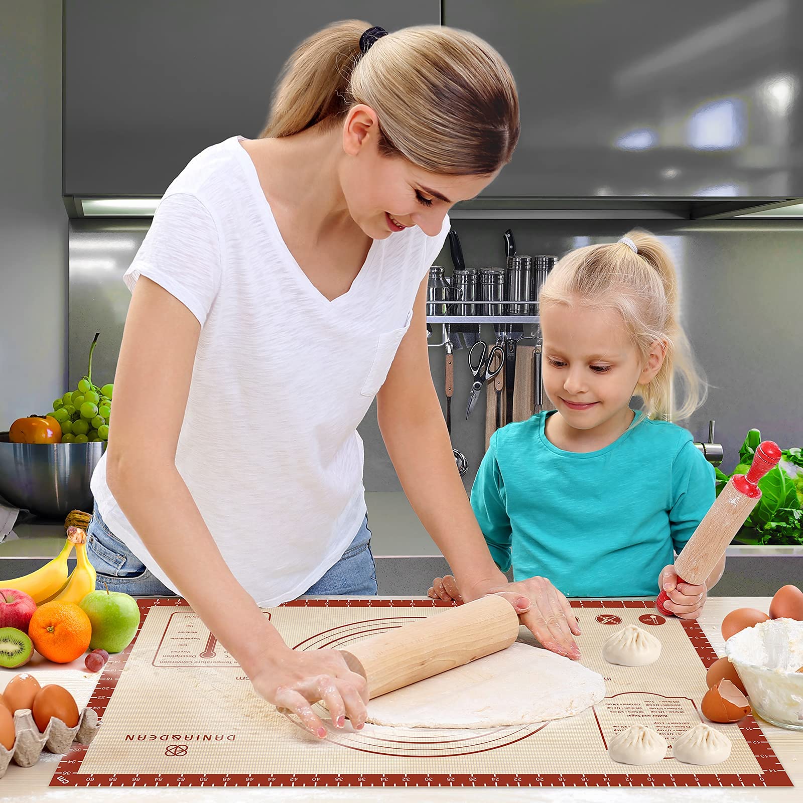 26x16 Inch Extra Thick Non-Slip Silicone Baking Mat with Measurement Marks - Reusable Cookie Sheet for Baking Bread, Pastry & Cookies | Perfect for Oven, Countertop & Kitchen Prep