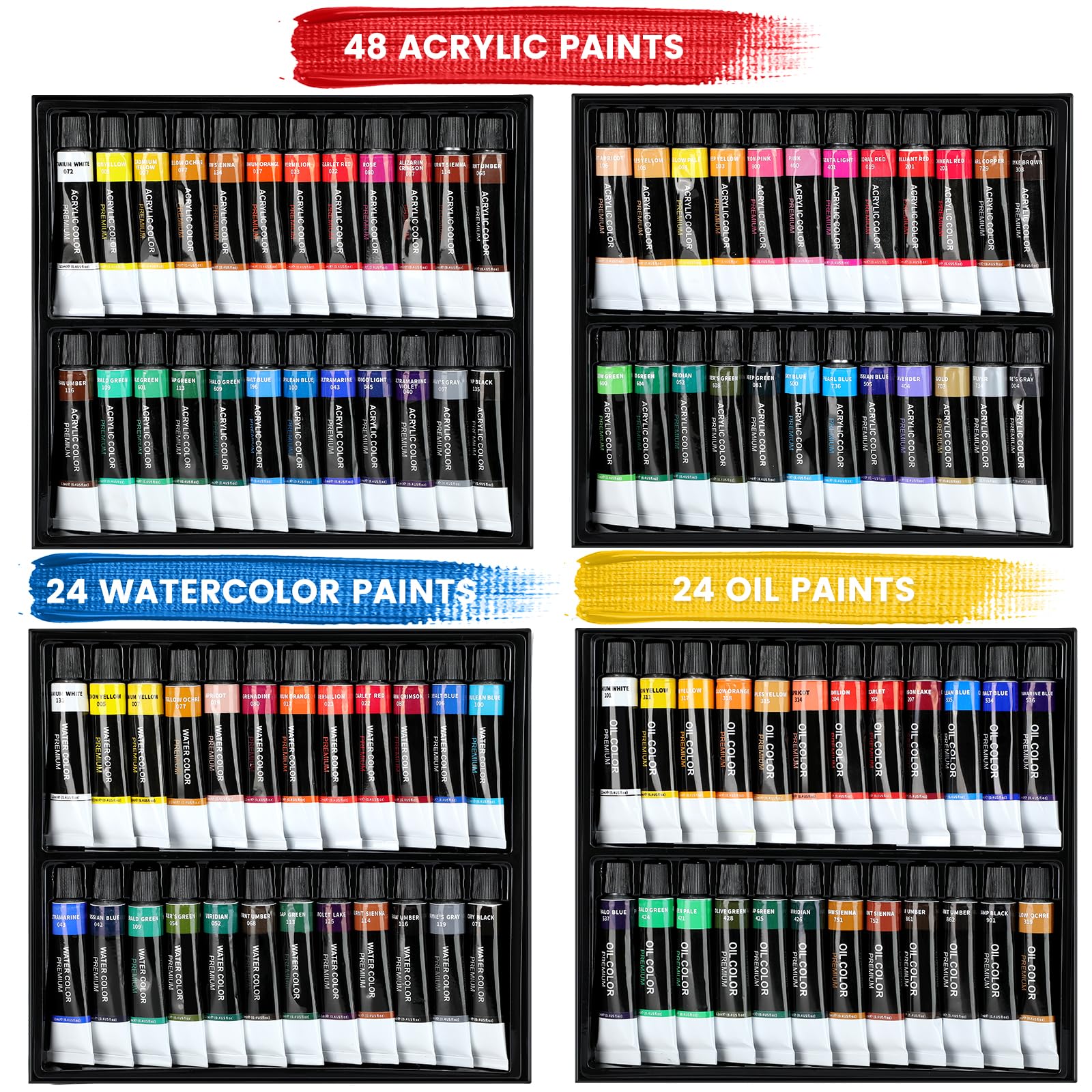 MERRIY 155-Piece Professional Artist Painting Kit - Includes French Easel, 48 Acrylic Paints, 24 Oil Paints & 24 Watercolors - Complete Art Set for Adults, Beginners & Professional Artists - Perfect for Studio, Classroom & Outdoor Painting