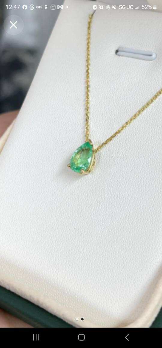 1.36 Carat Light Bluish Green Natural Loose Colombian Emerald Pear Cut Gemstone for Jewelry Making & Engagement Rings | Premium Loose Emerald for Collectors & Designers