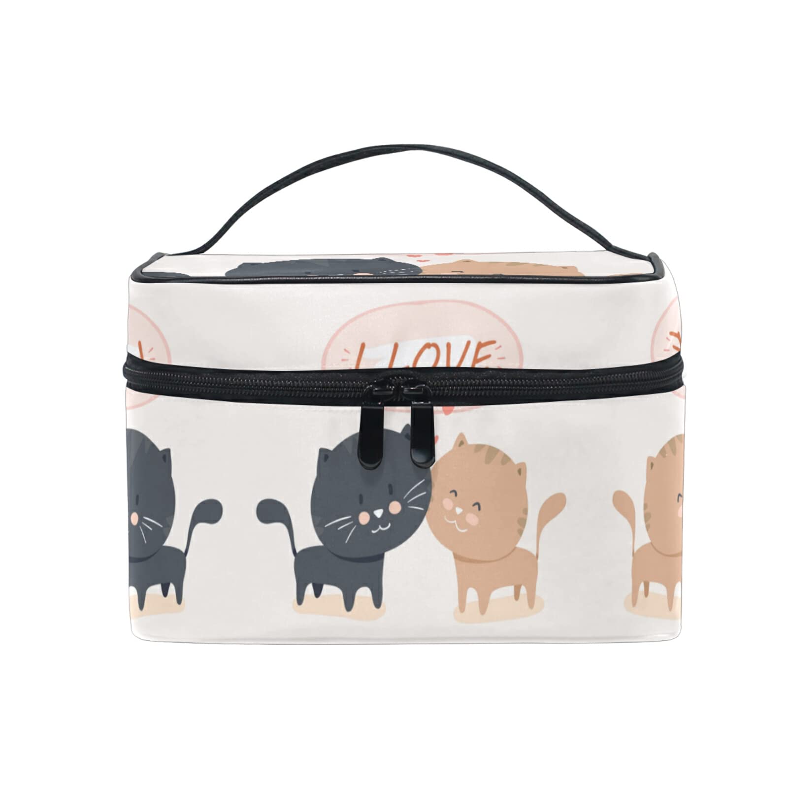 Cute Cartoon Cat Makeup Bag for Women - Waterproof Cosmetic Organizer with Zipper, Travel Toiletry Pouch for Girls (Perfect for Travel, Gym & Daily Use)