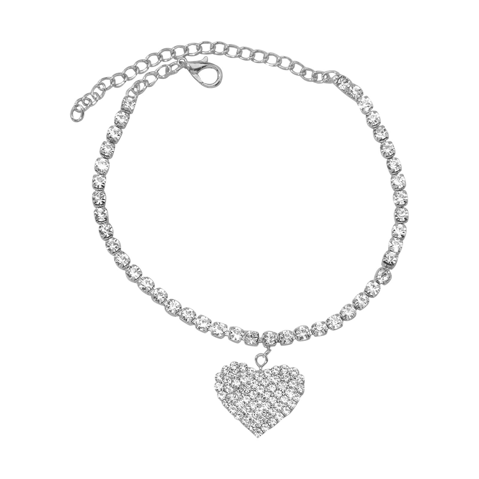 Stylish Heart Rhinestone Adjustable Ankle Bracelet for Women & Girls - Rose Gold Friendship Jewelry for Beach, Party & Everyday Wear