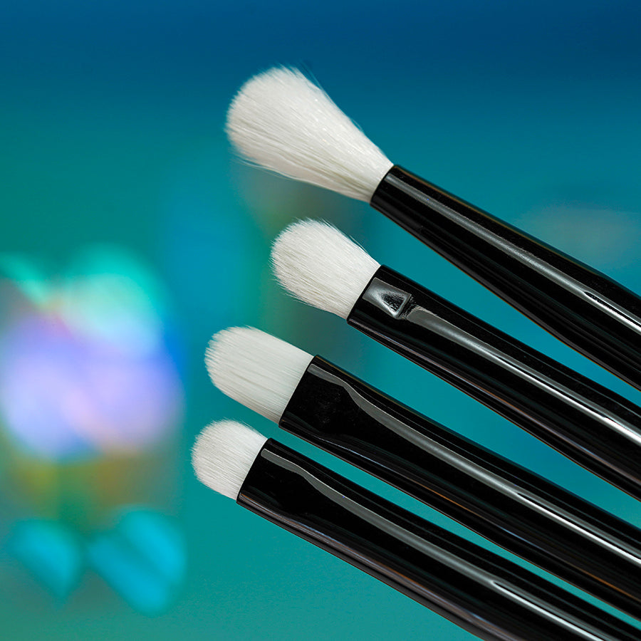 Badtothebrow x Light Scatters Makeup Brush Set (4-Piece) - Professional Vegan Makeup Brushes for Foundation, Blending & Contouring - Perfect for Everyday Makeup & Travel Kit