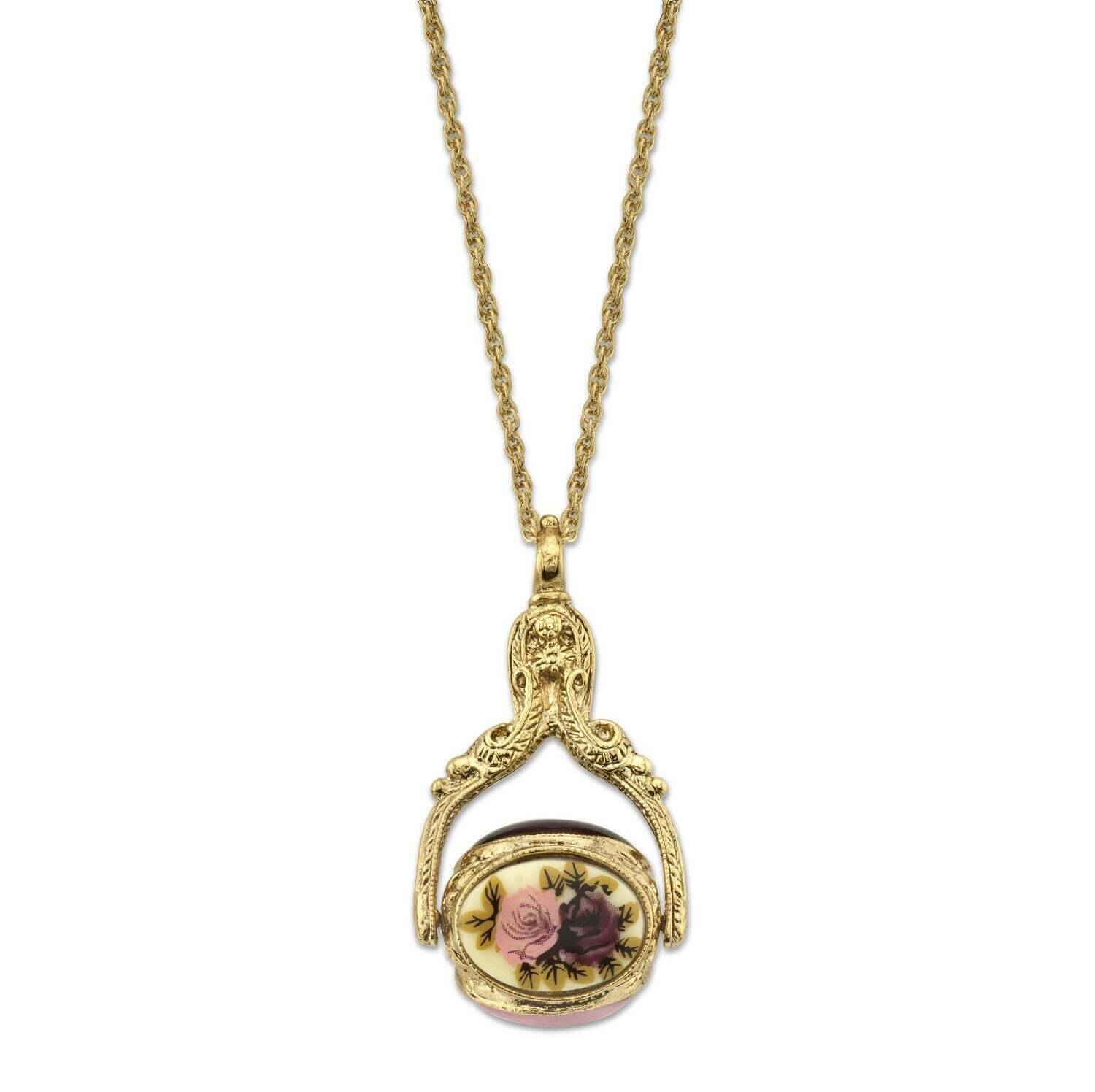 1928 Jewelry Manor House 3-Sided Spinner Pendant Necklace - 30