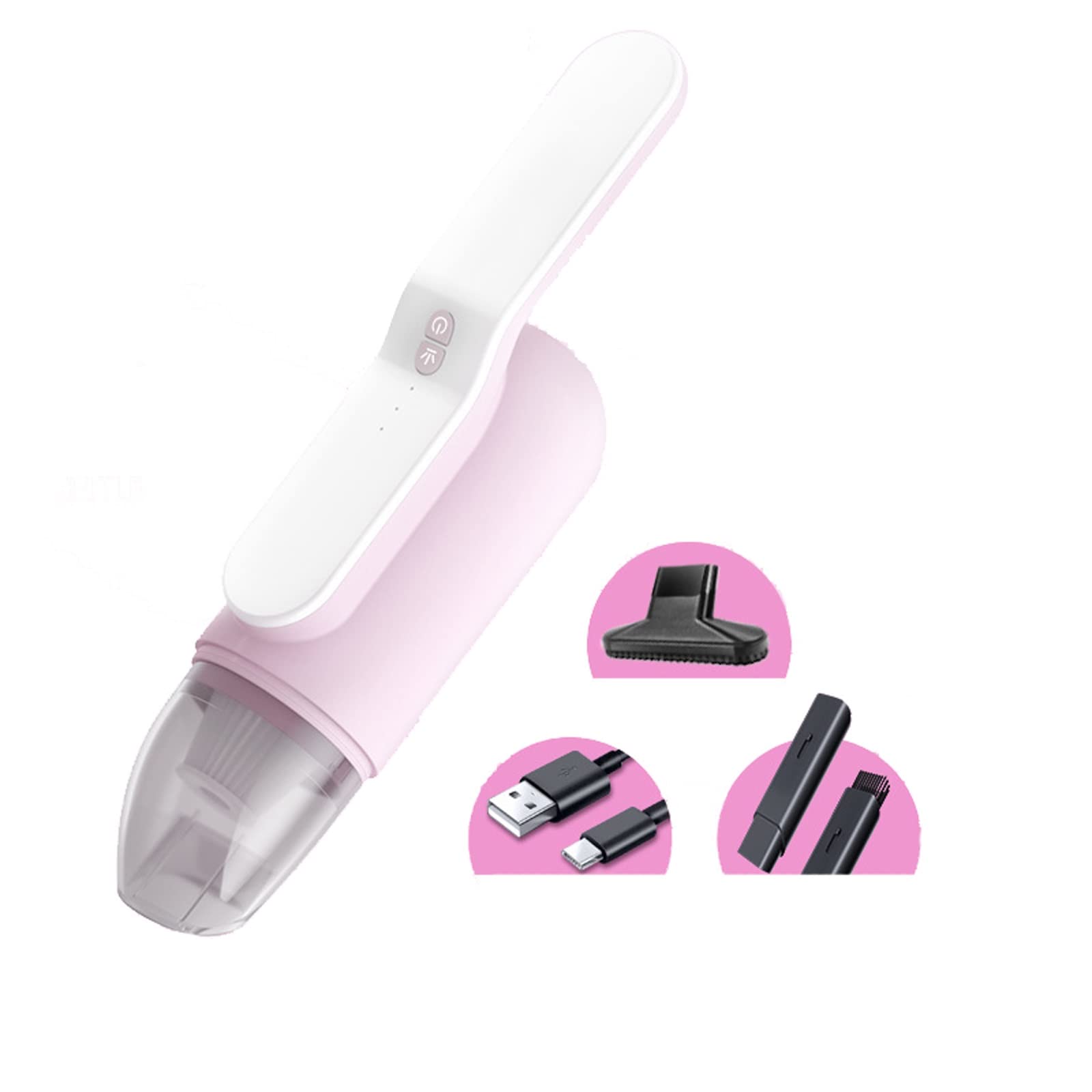 Cordless Handheld Vacuum Cleaner - 13000Pa Strong Suction, Mini Portable Car Vacuum with Washable Filter for Home, Office & Keyboard Cleaning | Ideal for Car Detailing, Pet Hair Removal & Quick Cleanups (Pink)