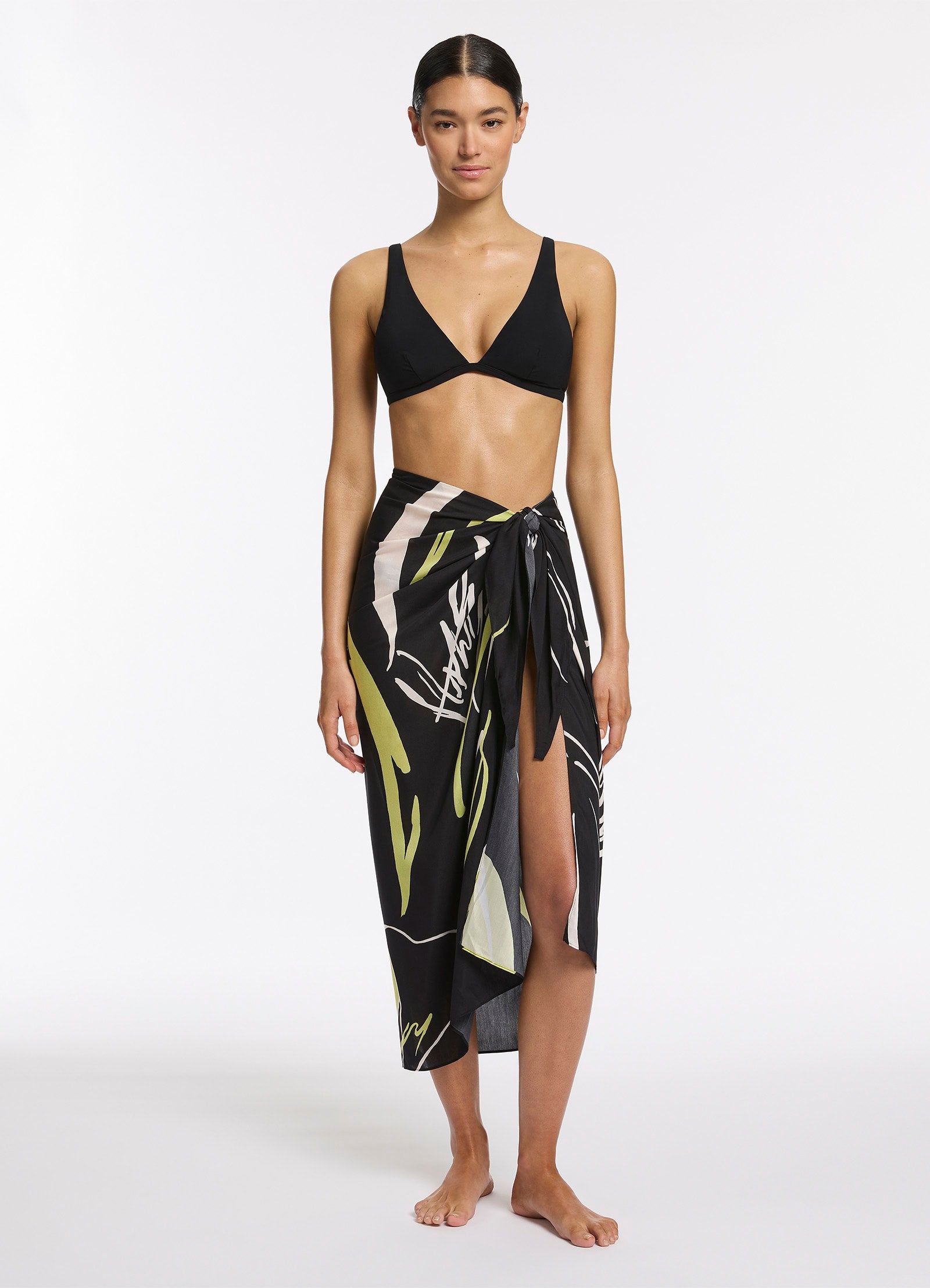 Catalina Sarong - Black Beach Cover Up for Women | Lightweight & Stylish Swimwear Wrap | Perfect for Beach, Pool, and Vacation