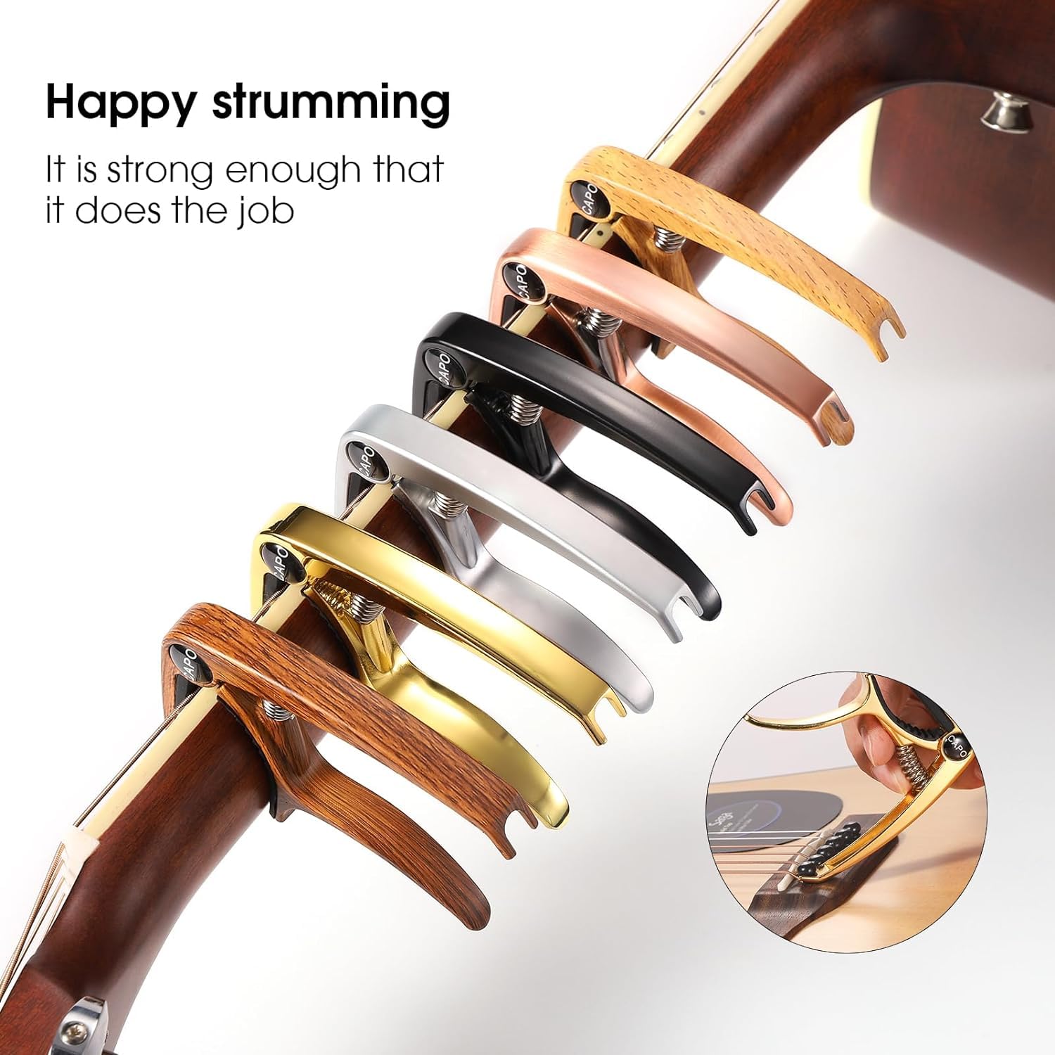 Premium Zinc Alloy Guitar Capo for Acoustic & Electric Guitars, Ukulele, Mandolin, Banjo & Bass - Black with 6 Free Picks | Perfect for Live Performances, Studio Recording & Practice Sessions