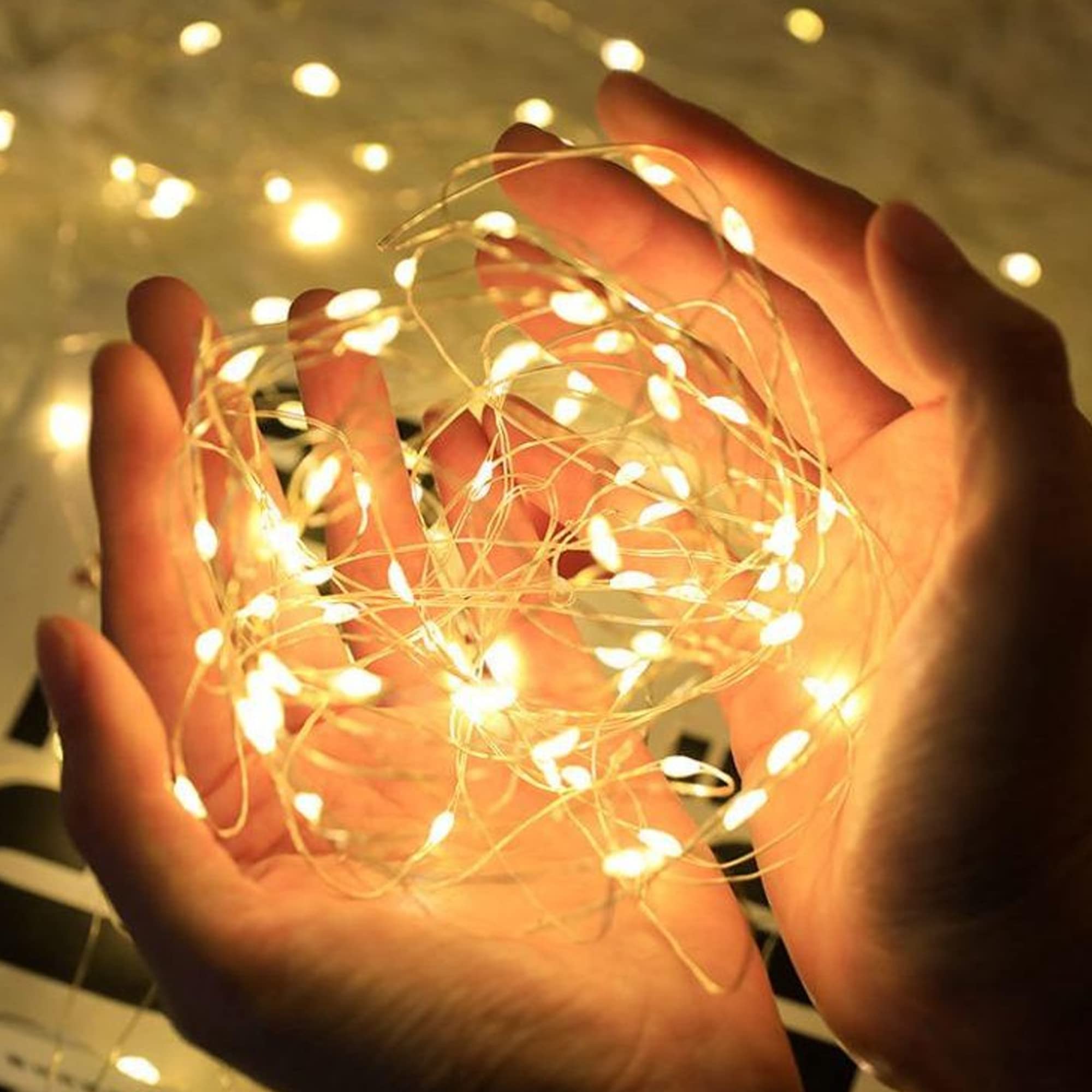 Dazzle Bright 80FT Fairy Lights - 240LED Battery Operated for Indoor Outdoor Decor - Warm White Christmas Party Lights