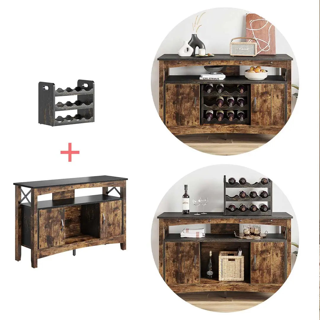 Bestier 50-Inch Modern Bar Cabinet with LED Lighting - Stylish Home Bar Furniture for Living Room, Dining Room or Entertainment Area