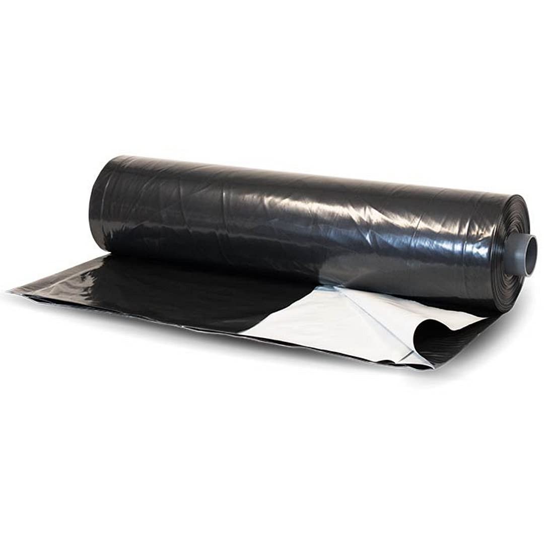 Premium Black & White Greenhouse Plastic Sheeting - 6 mil Thickness (12' x 75') - 90% Reflective Cover for Farming, Gardening & Agriculture - Durable UV Protection Film for Plant Growth & Temperature Control - Ideal for Commercial Greenhouses, Backyard Gardens & Hydroponic Systems