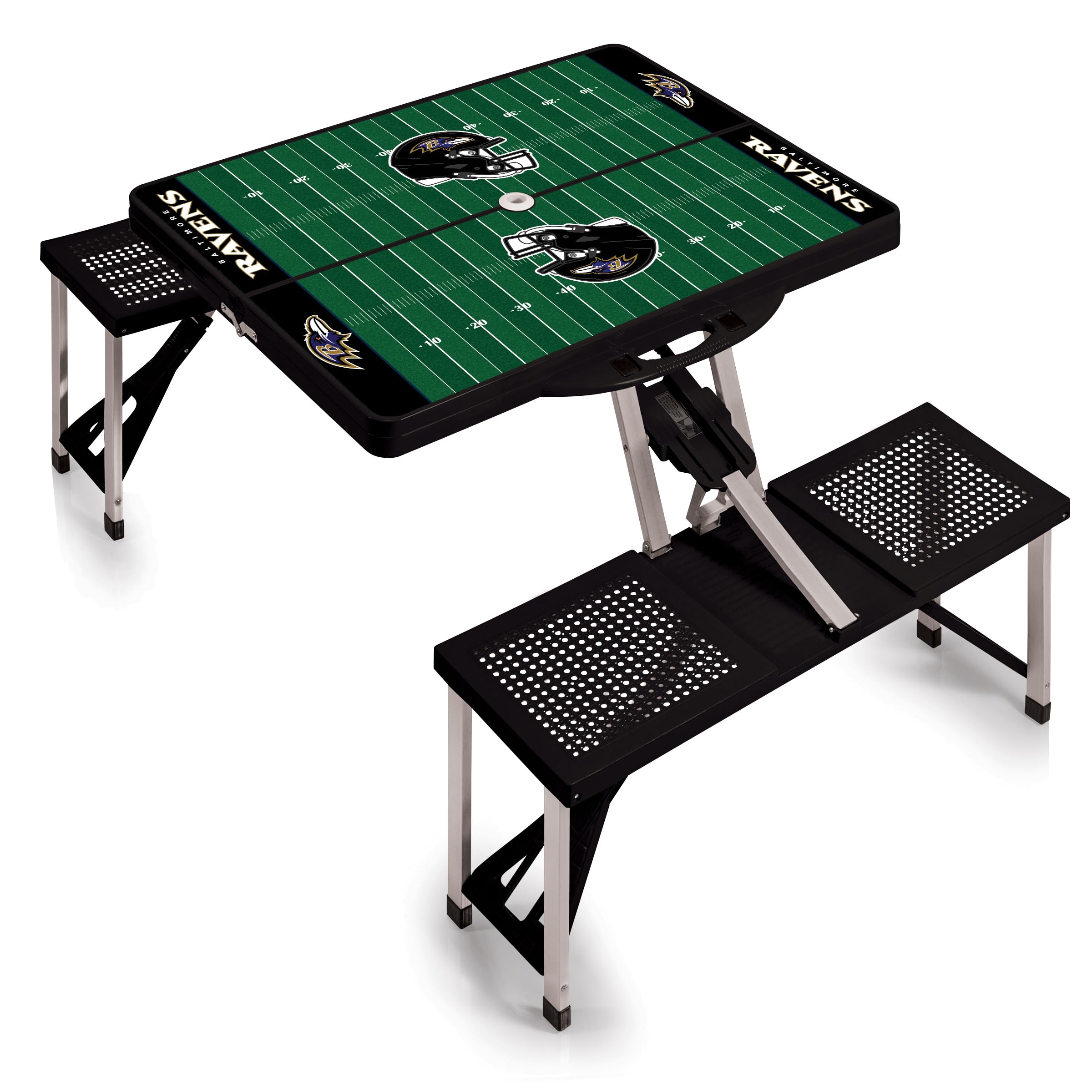 PICNIC TIME NFL Portable Folding Picnic Table with 4 Seats & Umbrella - Perfect for Tailgating, Camping, Beach & Outdoor Parties