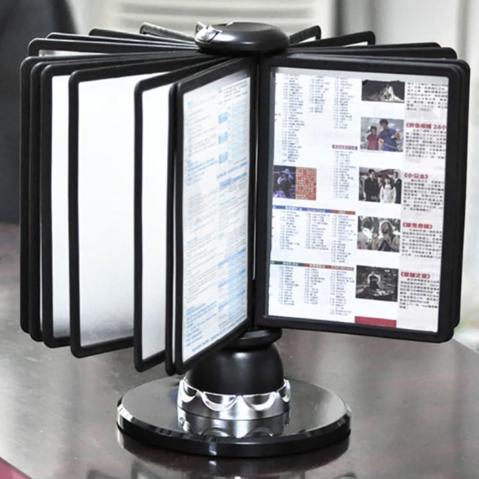 Rotatable Desktop Document Holder - 20 Double-Sided Panels A4 File Organizer with 360° Rotation | Office & Warehouse Storage Solution for Posters, Files & Documents | Perfect for Presentations, Retail Displays & Document Management