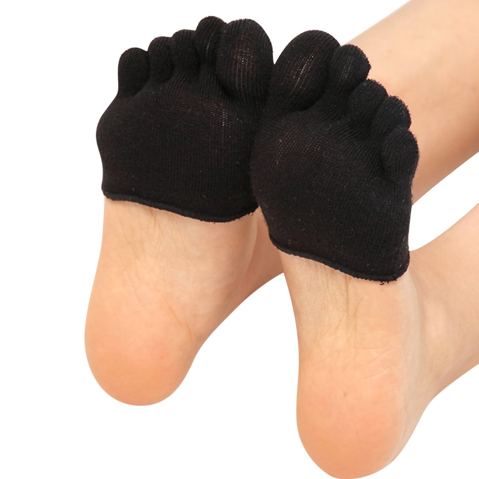 3 Pairs Women's Non-Slip Yoga Socks with Toe Separation & Heel Grip - Breathable Five Finger Toe Socks for Pilates, Barre & Home Workouts - Yellow Knee-High Fitness Socks for Women