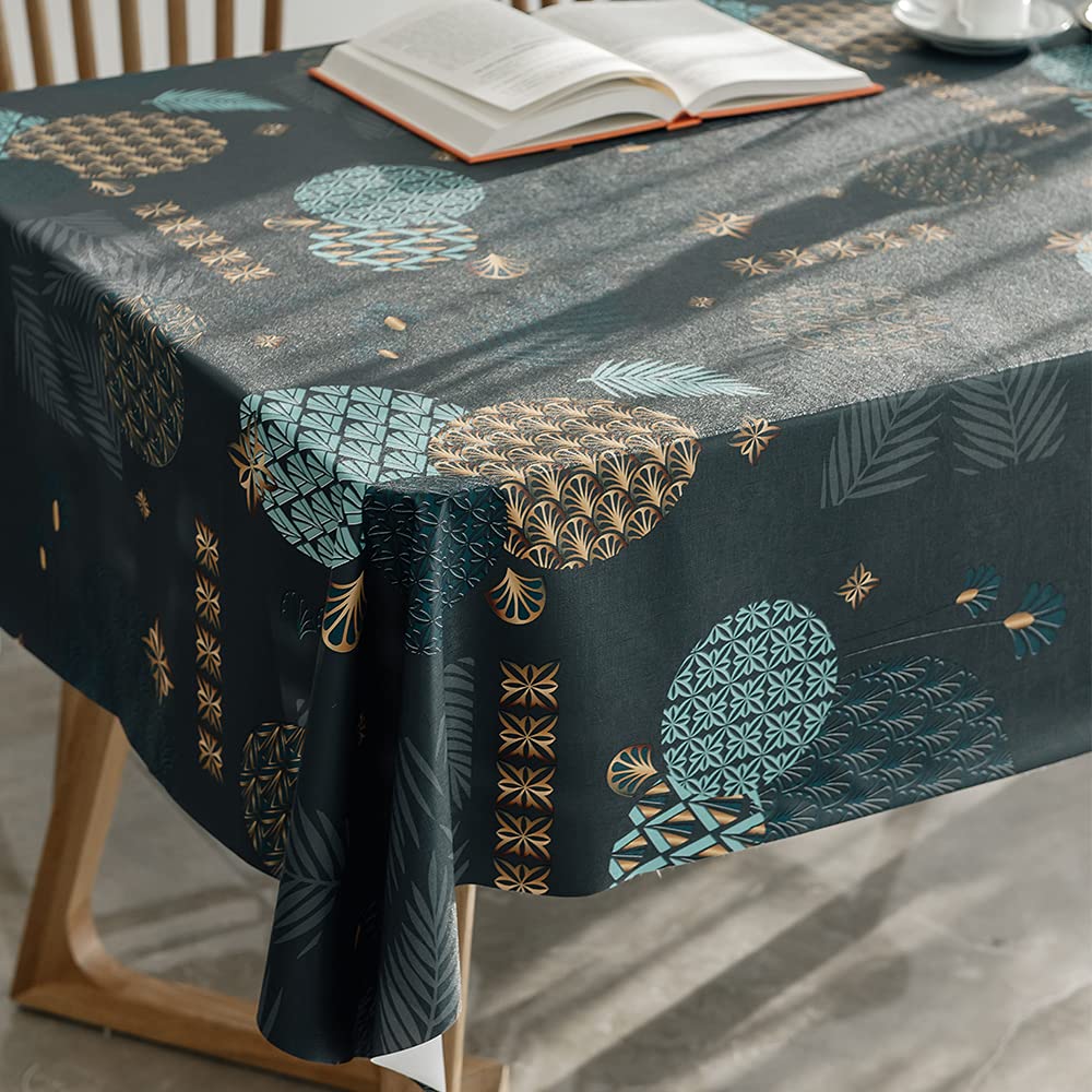 LEMON CLOUD 100% Waterproof PVC Tablecloth - 55x106 Inch Rectangle Vinyl Table Cover, Oil & Spill Proof for Indoor Dining & Outdoor Patio Use - Perfect for Parties, BBQs, and Family Gatherings