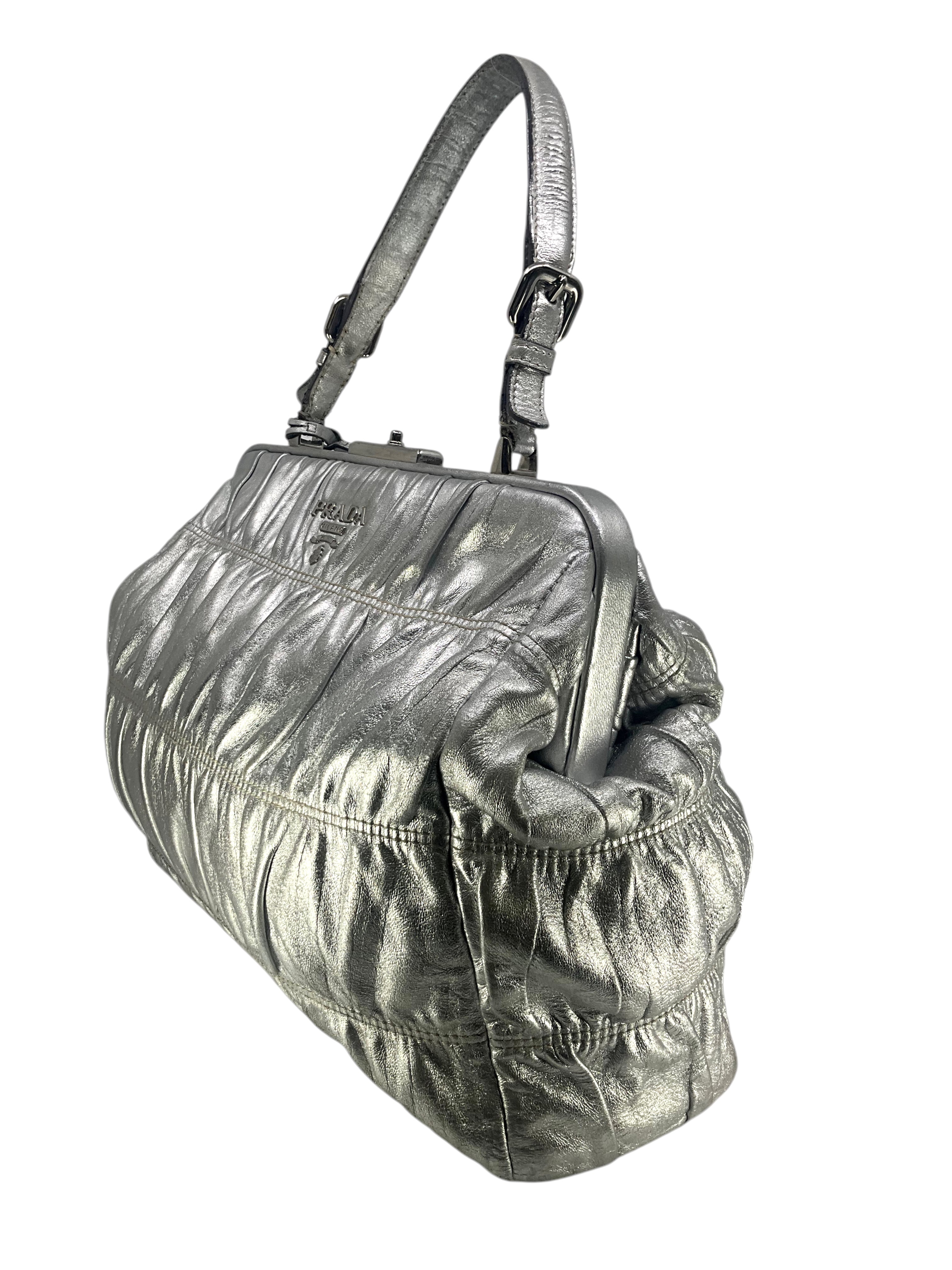 PRADA Gaufre Nappa Leather Top Handle Bag for Women - Luxury Designer Handbag for Work, Evening & Special Occasions