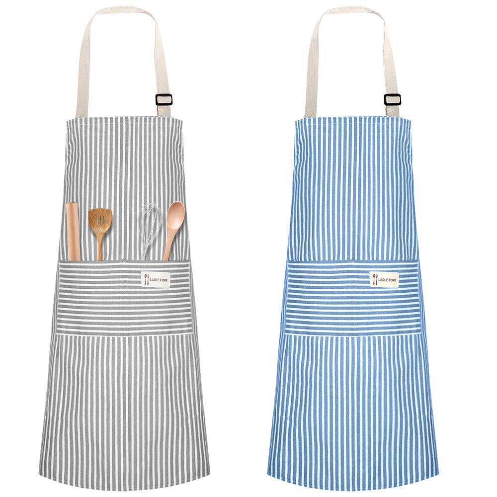 Topmat 2-Pack Kitchen Aprons with Pockets for Cooking & Baking