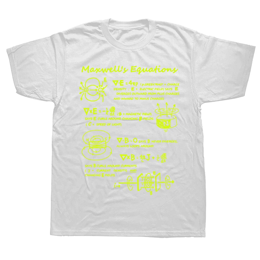 Funny Electromagnetic Physics Maxwell Equation Formula T-Shirt - Graphic Cotton Casual Tee for Men, Large Size - Perfect for Science Geeks, Physics Lovers & Nerdy Outfits