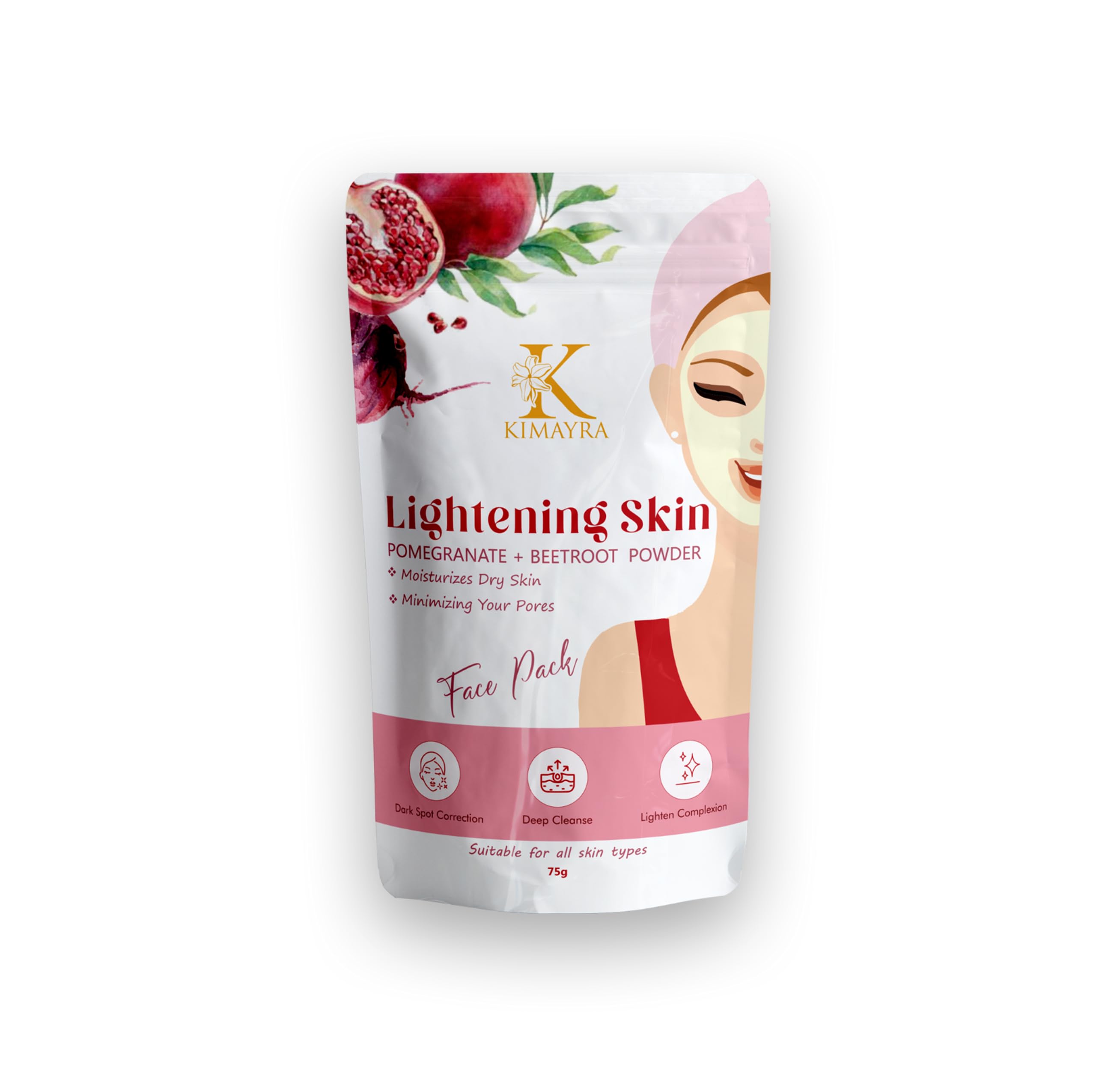 Kimayra Pomegranate & Beetroot Face Pack Powder with Pure Rose Water Spray - 100ml + 75g | Natural Glow Skincare Set for All Skin Types | Hydrating Facial Treatment for Daily Beauty Routine & Spa Days
