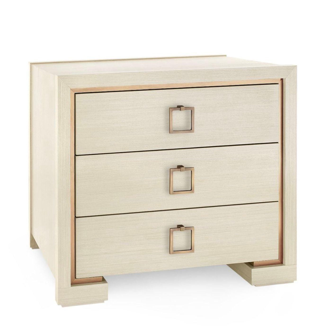 Blake 3-Drawer Side Table in Blanched Oak - Customizable Pull Handles | Nightstand, Bedroom End Table, Living Room Accent Furniture