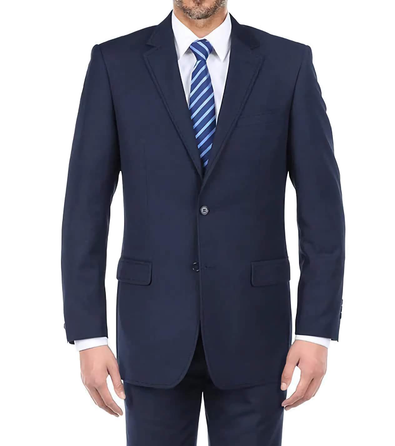 Premium Blue 100% Virgin Wool Men's 2-Piece Suit - Regular Fit Pick Stitch Design with 2-Button Jacket | Perfect for Business Meetings, Weddings & Formal Occasions
