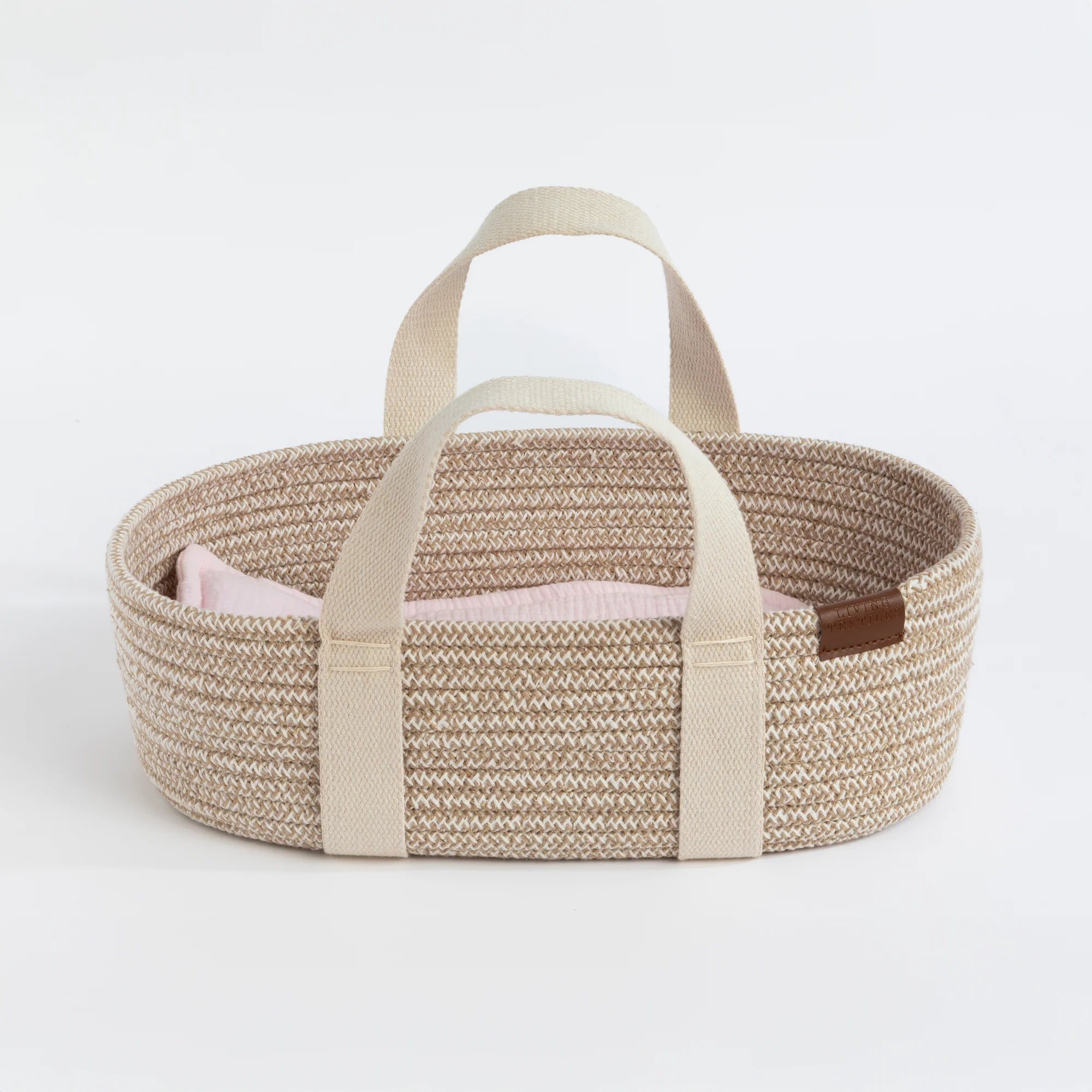 Soft Cotton Rope Moses Basket with Blush Bedding Set - Natural Baby Crib for Newborns & Infants - Perfect for Nursery, Baby Shower Gifts & Co-Sleeping