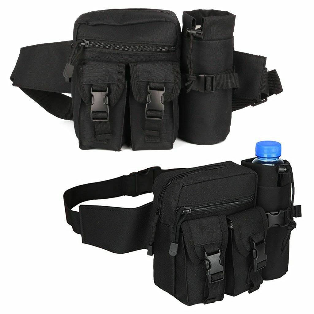 Tactical Fanny Pack Waist Bag - Military Hip Belt for Outdoor Hiking, Fishing & Mountaineering - Durable & Water Resistant (Black) - Perfect for Camping, Travel & Everyday Use
