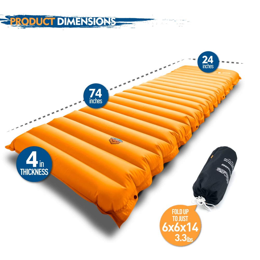 ZOOOBELIVES Extra Thick Inflatable Sleeping Pad with Built-in Pump - Ultra Comfortable Camping Air Mattress for Backpacking, Hiking & Car Travel | Lightweight & Compact Design | Perfect for Outdoor Adventures, Beach Trips & Guest Bedding (Airlive2000)