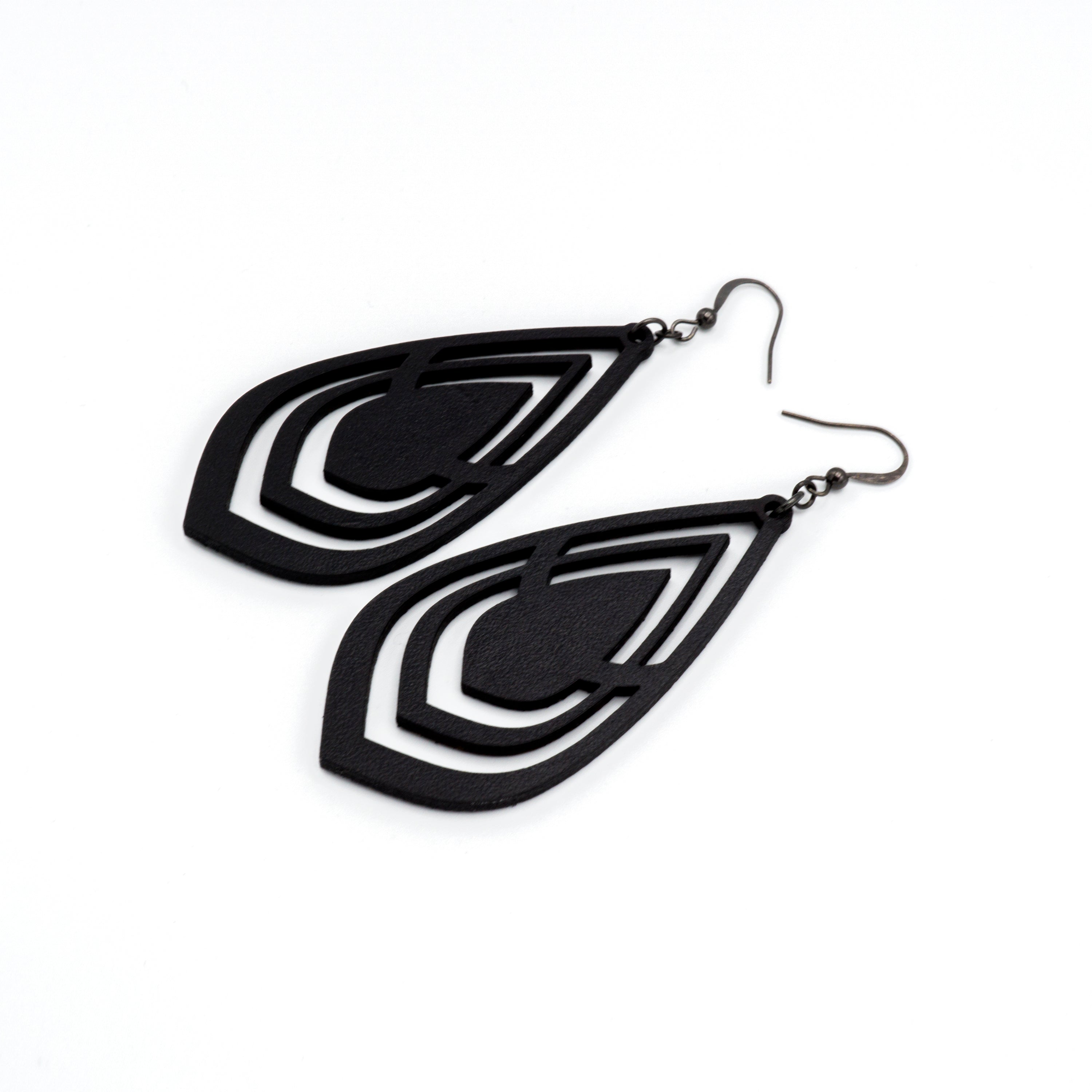 Gem Point 06 [L] Black Leather Earrings for Women - Boho Chic Dangle Drop Earrings for Casual Wear, Parties & Special Occasions