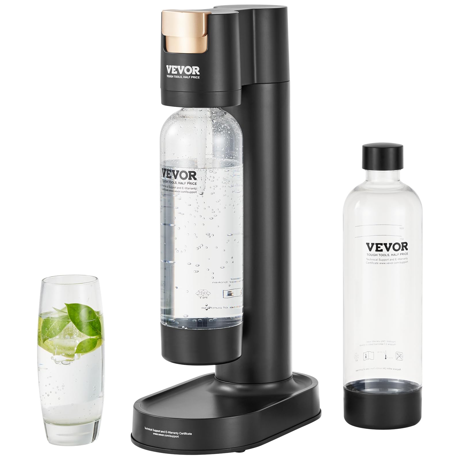 VEVOR Sparkling Water Maker Machine - Home Soda Carbonation Kit with 2 BPA-Free 1L PET Bottles | Compatible with 60L CO2 Cylinders (Not Included) | Perfect for Homemade Seltzer, Cocktails & Healthy Hydration