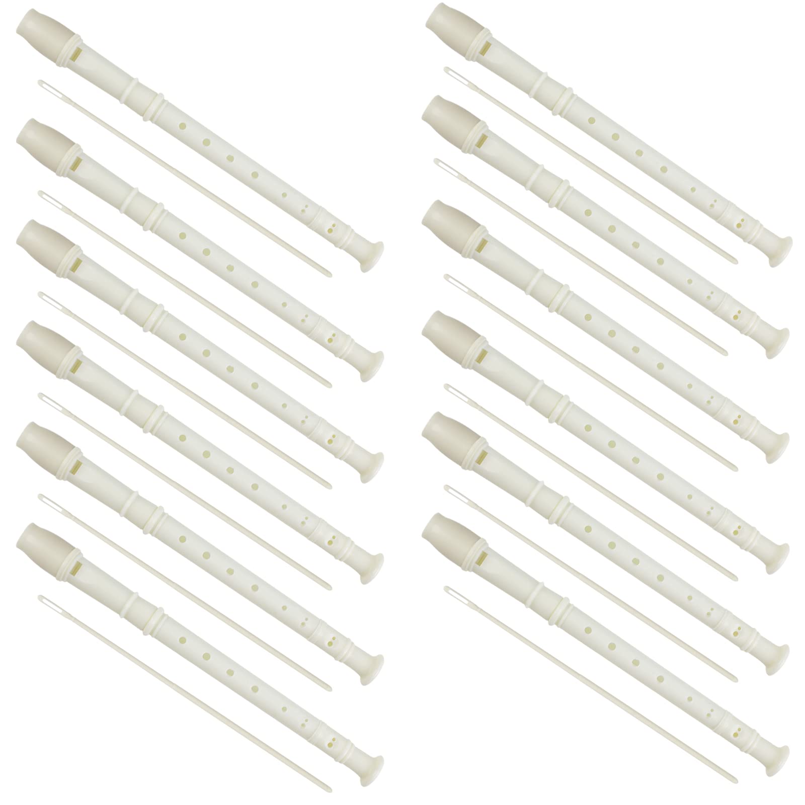 15 PCS 8-Hole Soprano Recorder Set - German Style Plastic Descant Flute with Cleaning Rod for Kids, Students & Beginners - Perfect for Music Class, School Bands & Beginner Practice