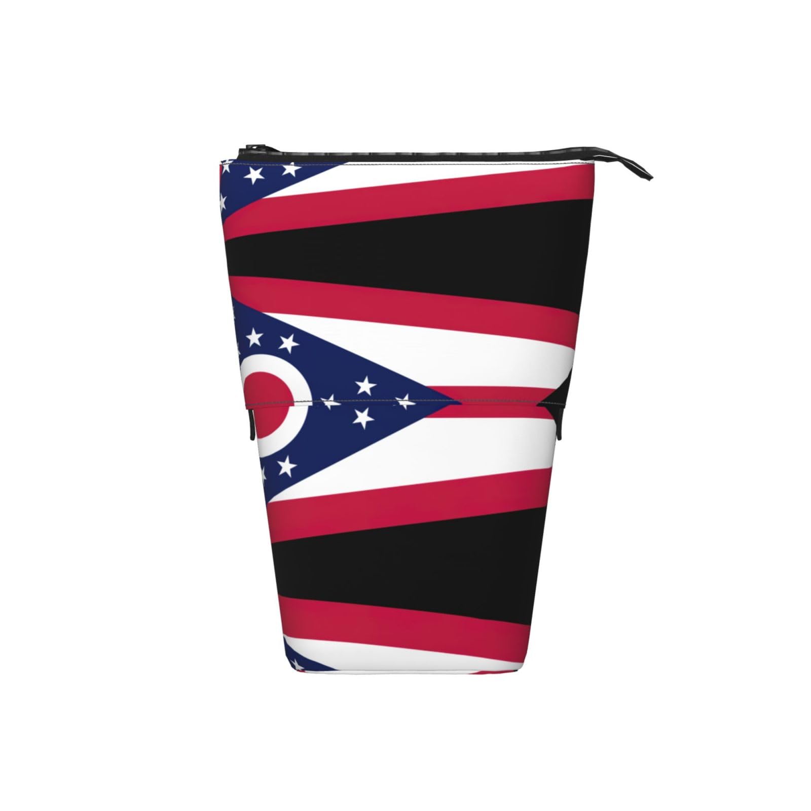 Ohio State Flag Print Zippered Pencil Case - Expandable Stationery Organizer for School, Office & Travel - Makeup Bag, Pen Holder, Pouch for Students & Professionals