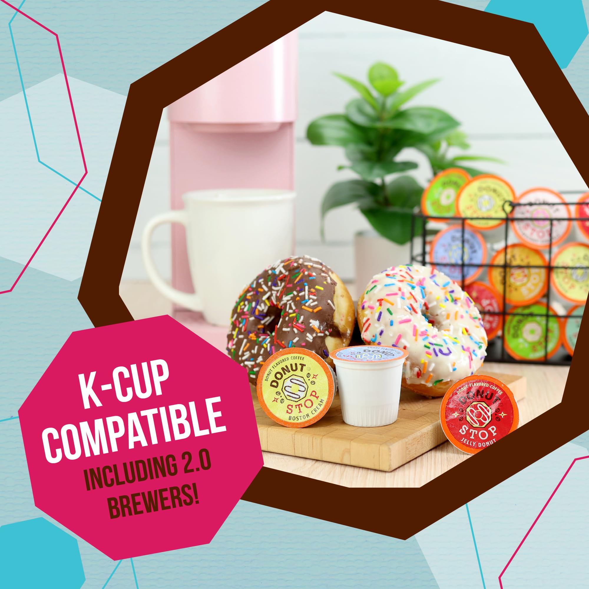 Donut Stop Flavored Coffee Pods - 40 Count K-Cup Compatible with Keurig 2.0 Brewers | Old Fashioned Donut Flavor Coffee for Breakfast, Office & Home Use