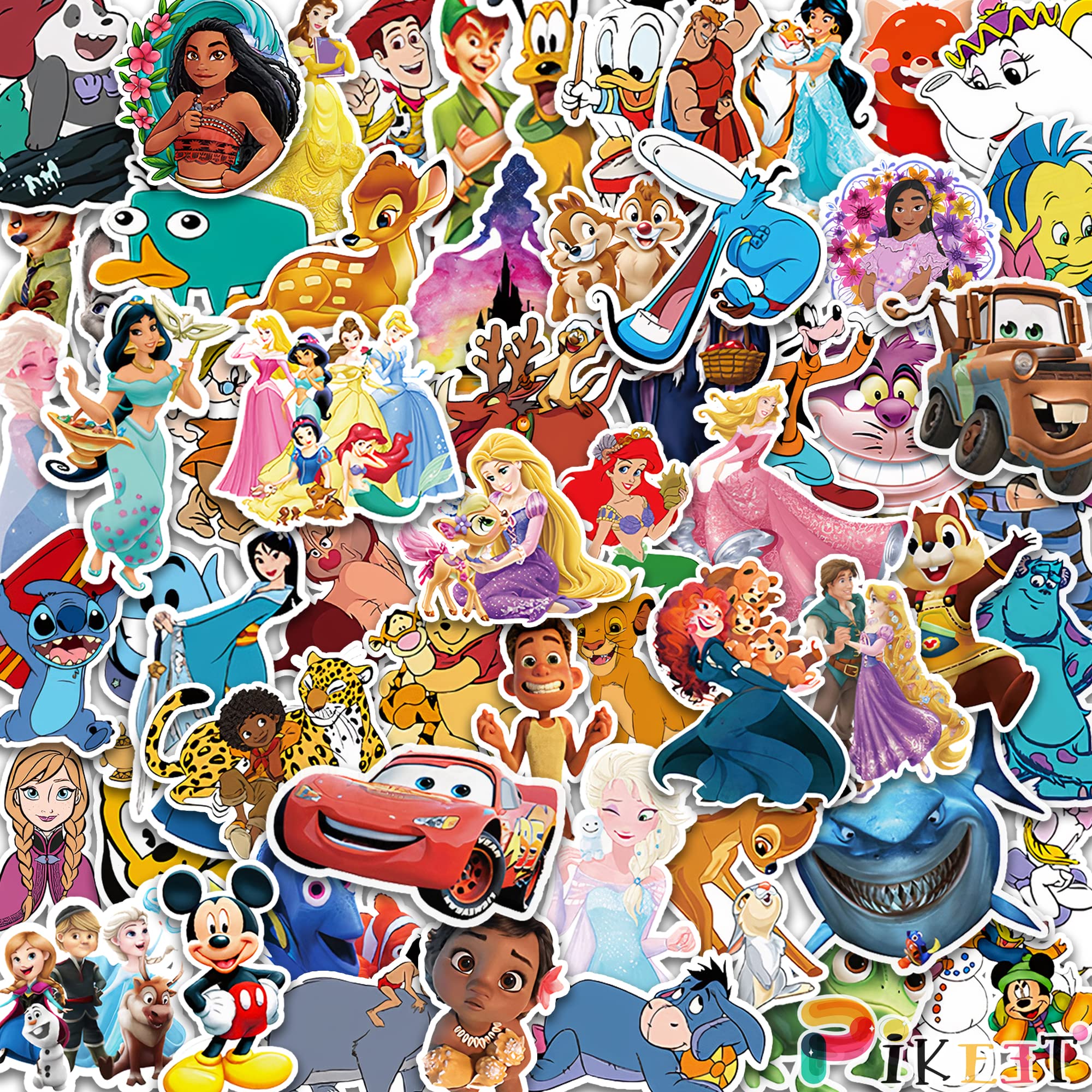 PIKEET 100Pcs Cute Cartoon Stickers - Waterproof Vinyl Decals for Water Bottles, Phones, Laptops & Skateboards - Kawaii Mixed Character Sticker Pack for Kids, Teens & Adults - Perfect for DIY Crafts, School Supplies & Personalizing Belongings