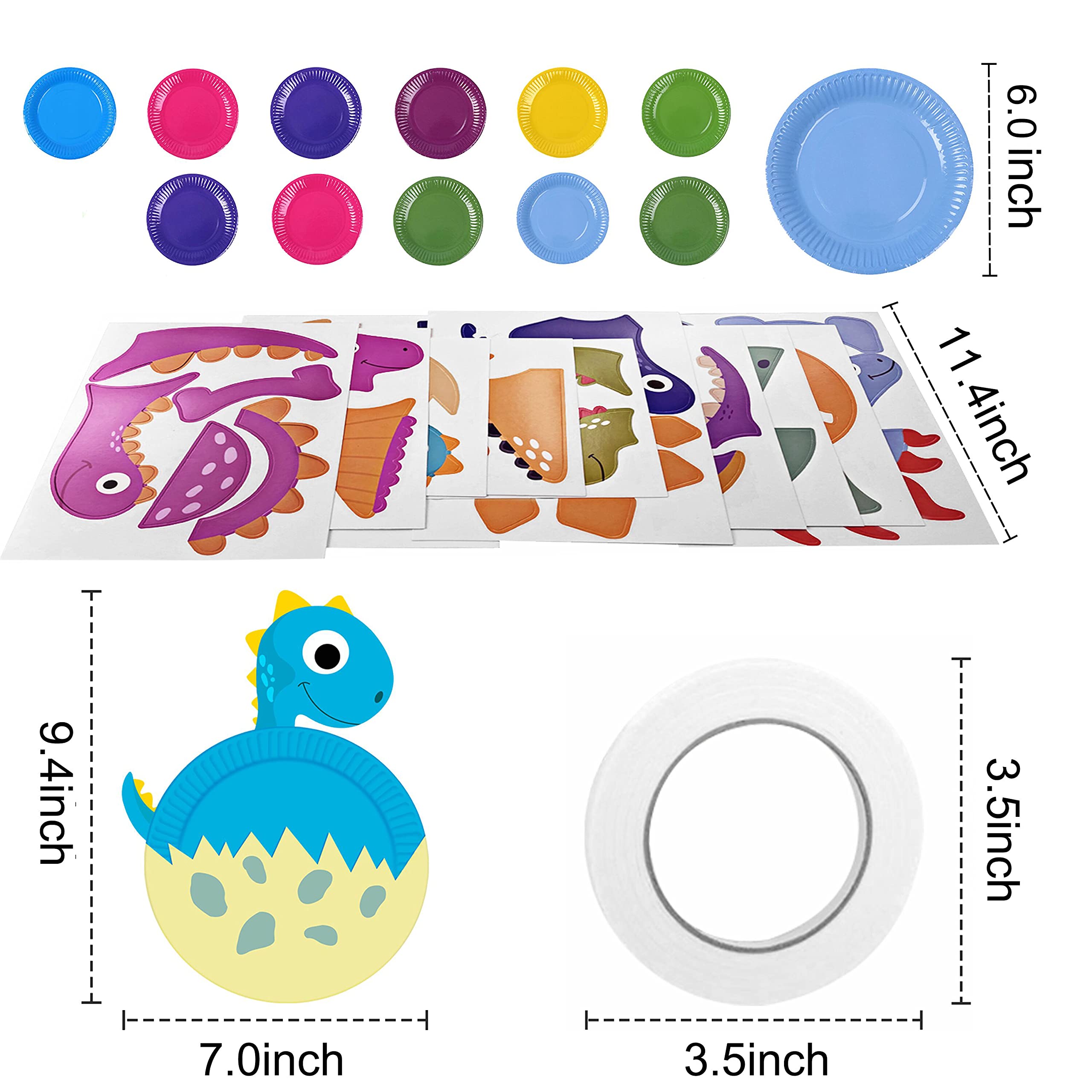 DISHIDIANZI 11-Piece Paper Plate Art Kit for Kids - DIY Dinosaur Craft Supplies, Creative Gifts for Boys & Girls Ages 3+, Fun Preschool Activities, Party Favors, Birthday & Christmas Crafts - Perfect for Home, Classroom & Holiday Celebrations