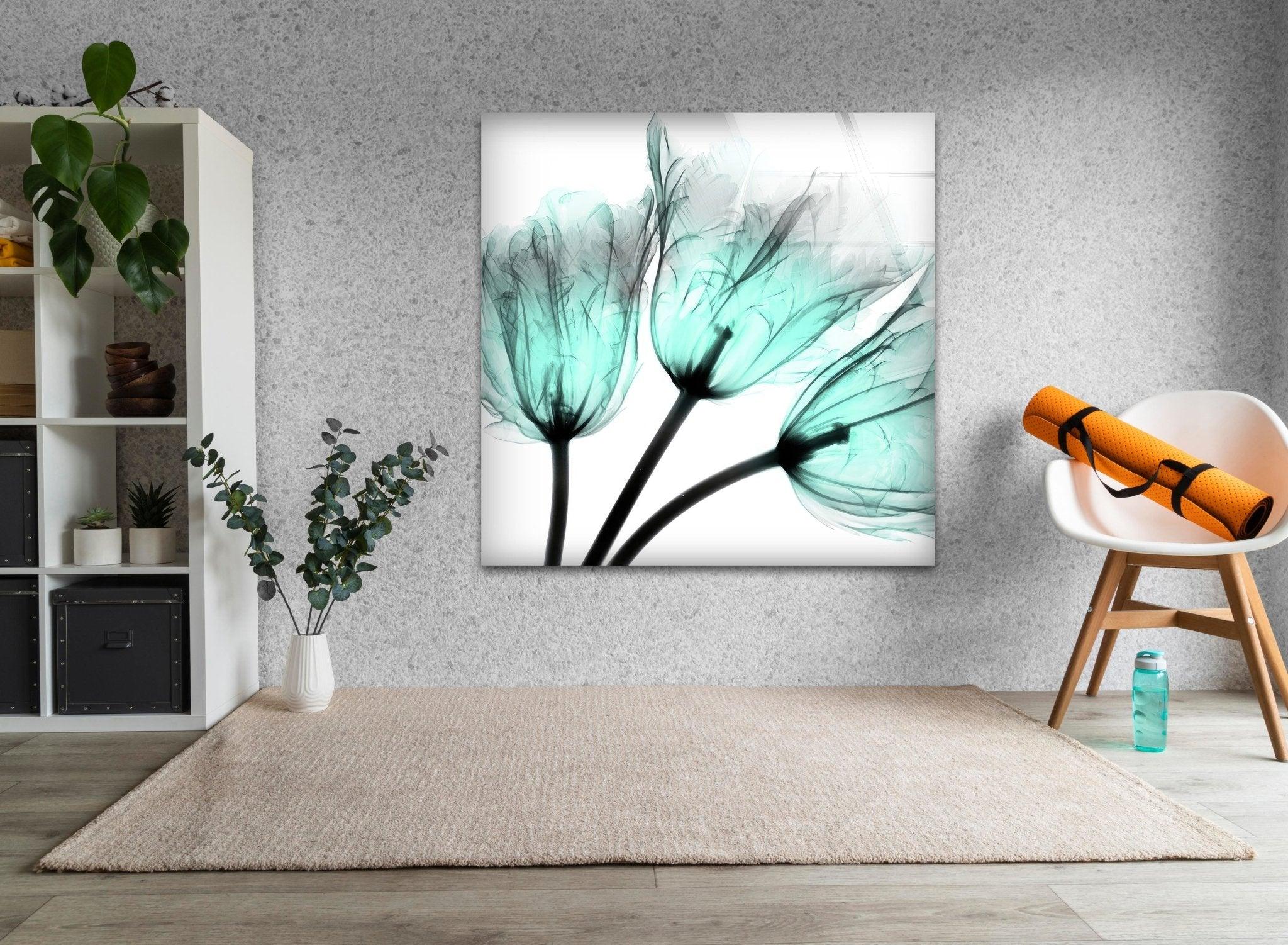 Albert Koetsier Cool Growth Xray Tulip Glass Wall Art - Modern Botanical Decor for Living Room, Bedroom & Office - Unique Floral Home Decor Gift Idea