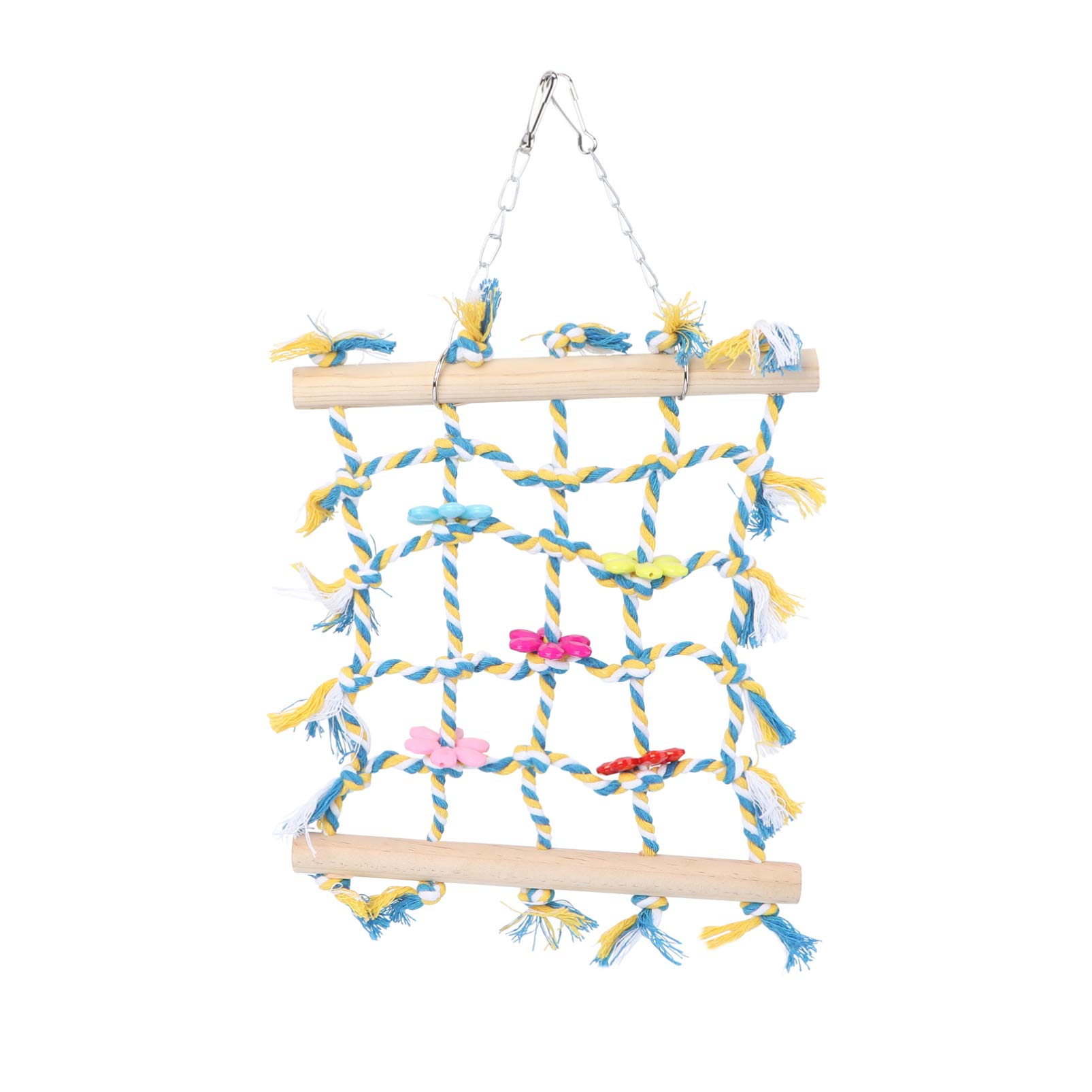 Balacoo 1-Piece Parrot Climbing Net - Natural Cotton & Linen Bird Cage Accessories, Foraging Toys, Play Ladder for Parrots, Cockatiels & Small Birds - Perfect for Cage Enrichment & Claw Grinding