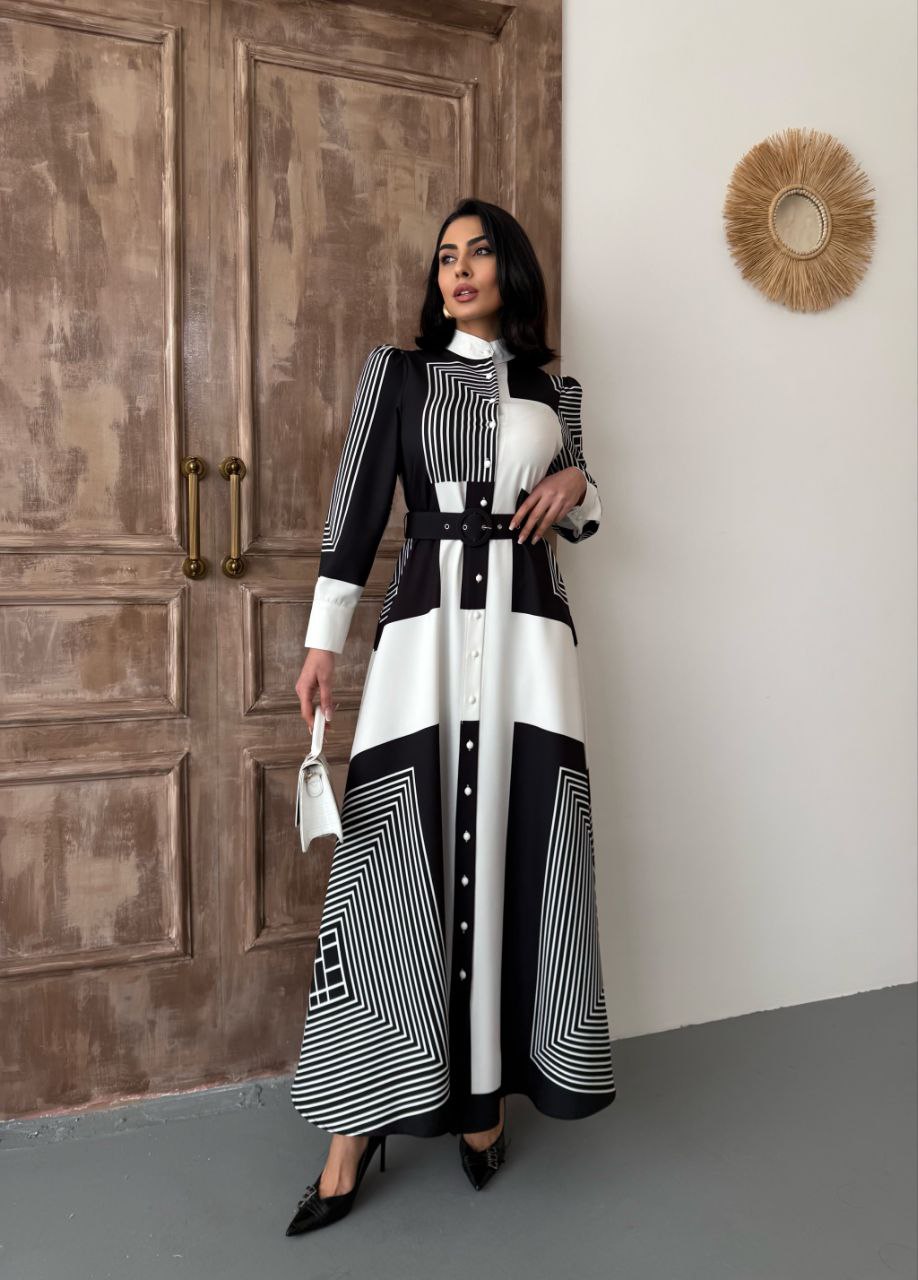 Anna Women's Long Sleeve Dress - Elegant Flowy Midi Dress for Casual Wear, Office, Date Night & Special Occasions