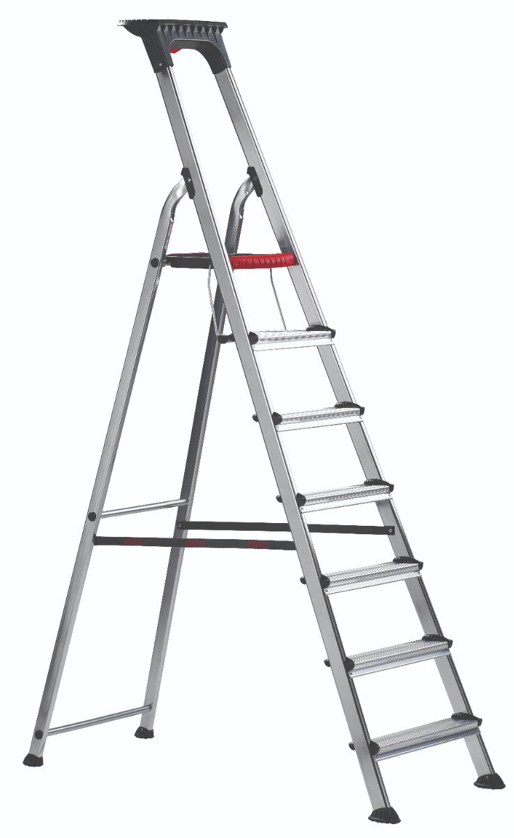Heavy Duty Double Decker Aluminum Stepladder with Tool Tray - Perfect for Home Improvement, Warehouse, and Construction Work