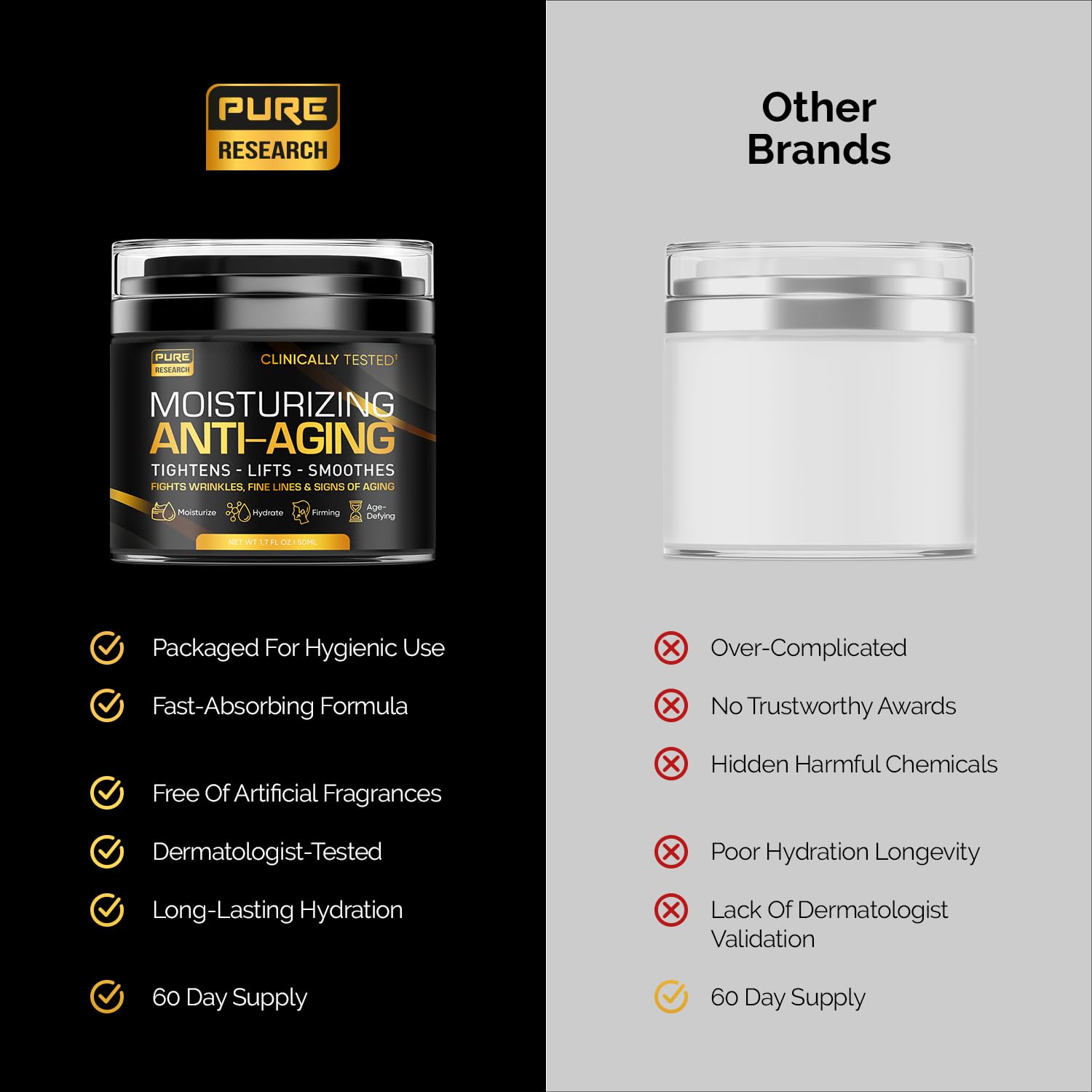 Best Anti-Aging Face Cream for Men - Collagen, Retinol & Hyaluronic Acid Moisturizer - Day & Night Wrinkle Cream - 1.7 oz Men's Skincare - Perfect for Daily Hydration & Reducing Fine Lines