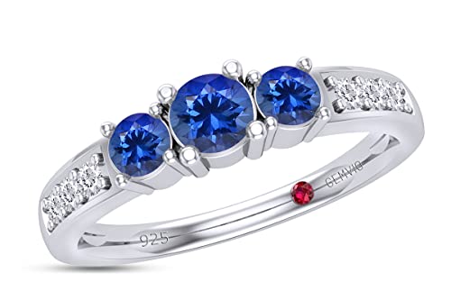 Lab Created Blue Sapphire White Gold Over Silver
