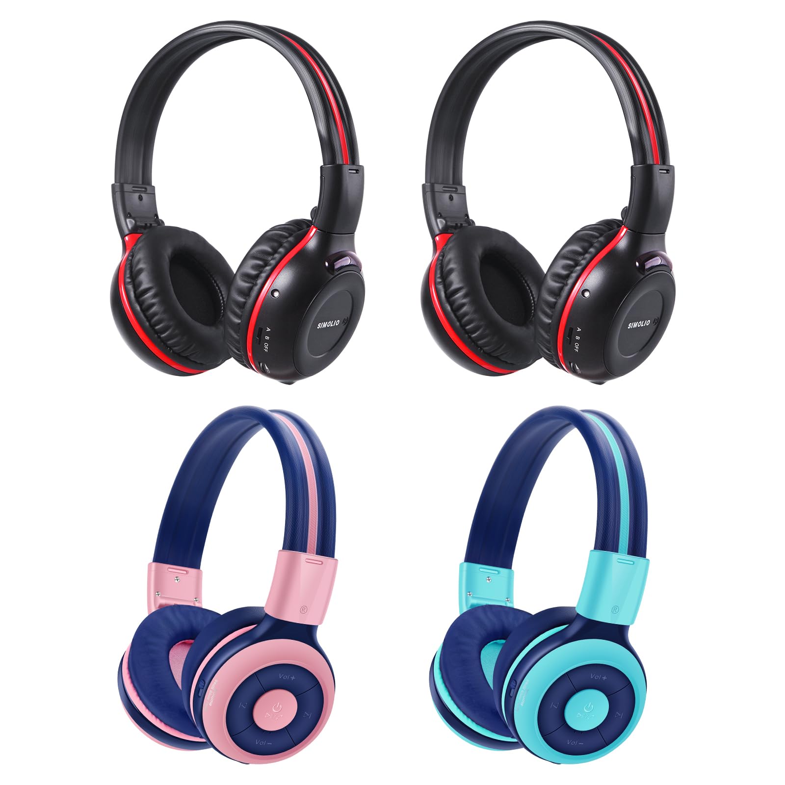 SIMOLIO Wireless IR Headphones for Car DVD | Bluetooth Kids Headphones | Compatible with Honda Odyssey, uConnect VES, Dodge Grand Caravan, Chevy Suburban 2006-2022 | Perfect for Family Road Trips & In-Car Entertainment