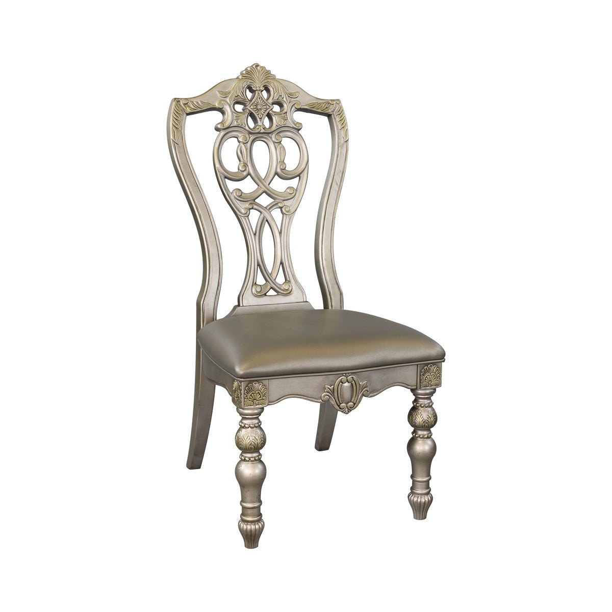 Catalonia Platinum Gold Side Chairs - Set of 2 Modern Dining Chairs for Kitchen, Dining Room & Office | Elegant Accent Chairs with Metal Frame