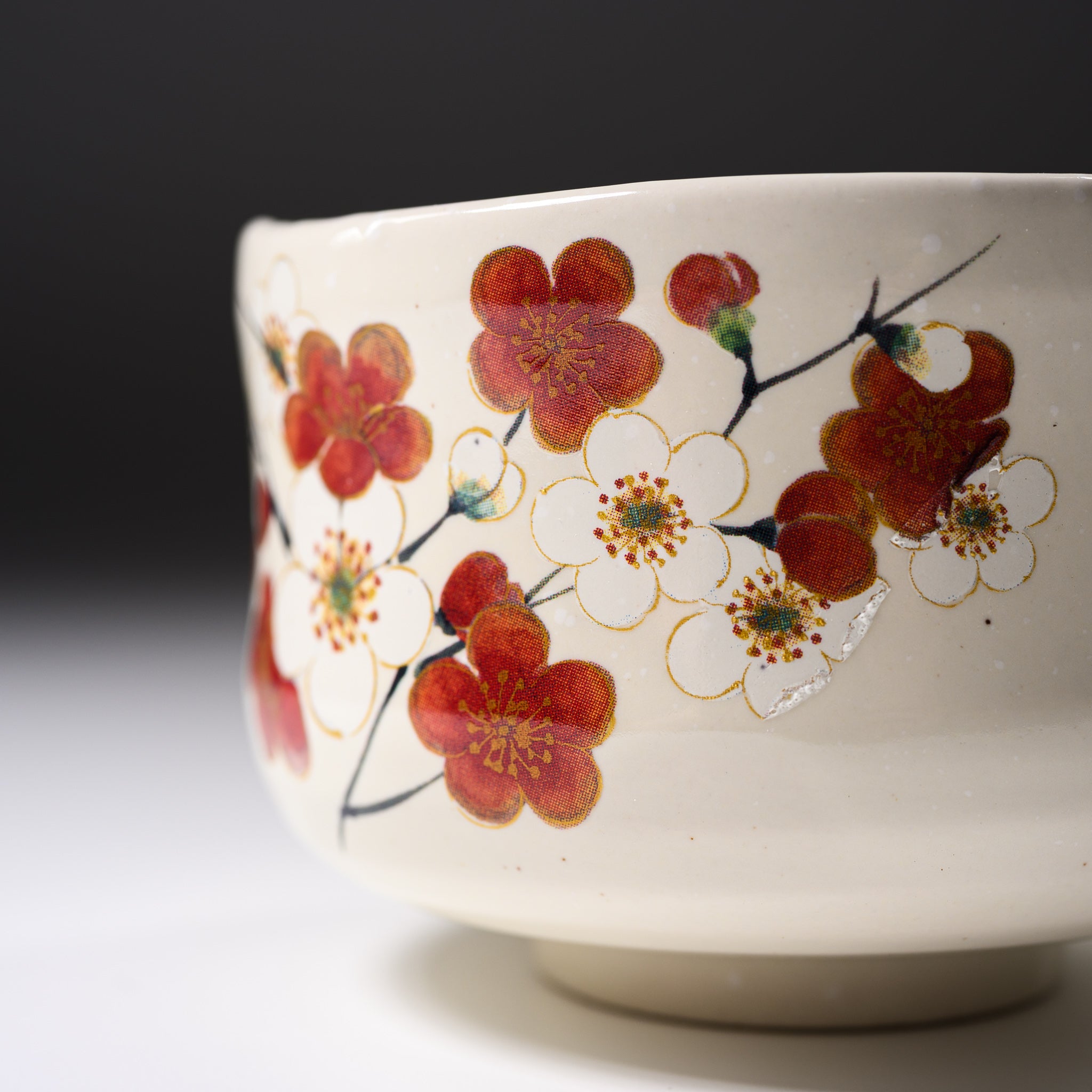 Premium Mini Matcha Bowl - Handcrafted Ceramic Tea Cup with Spring Plum Blossoms Design | Perfect for Japanese Tea Ceremony, Zen Meditation & Home Decor