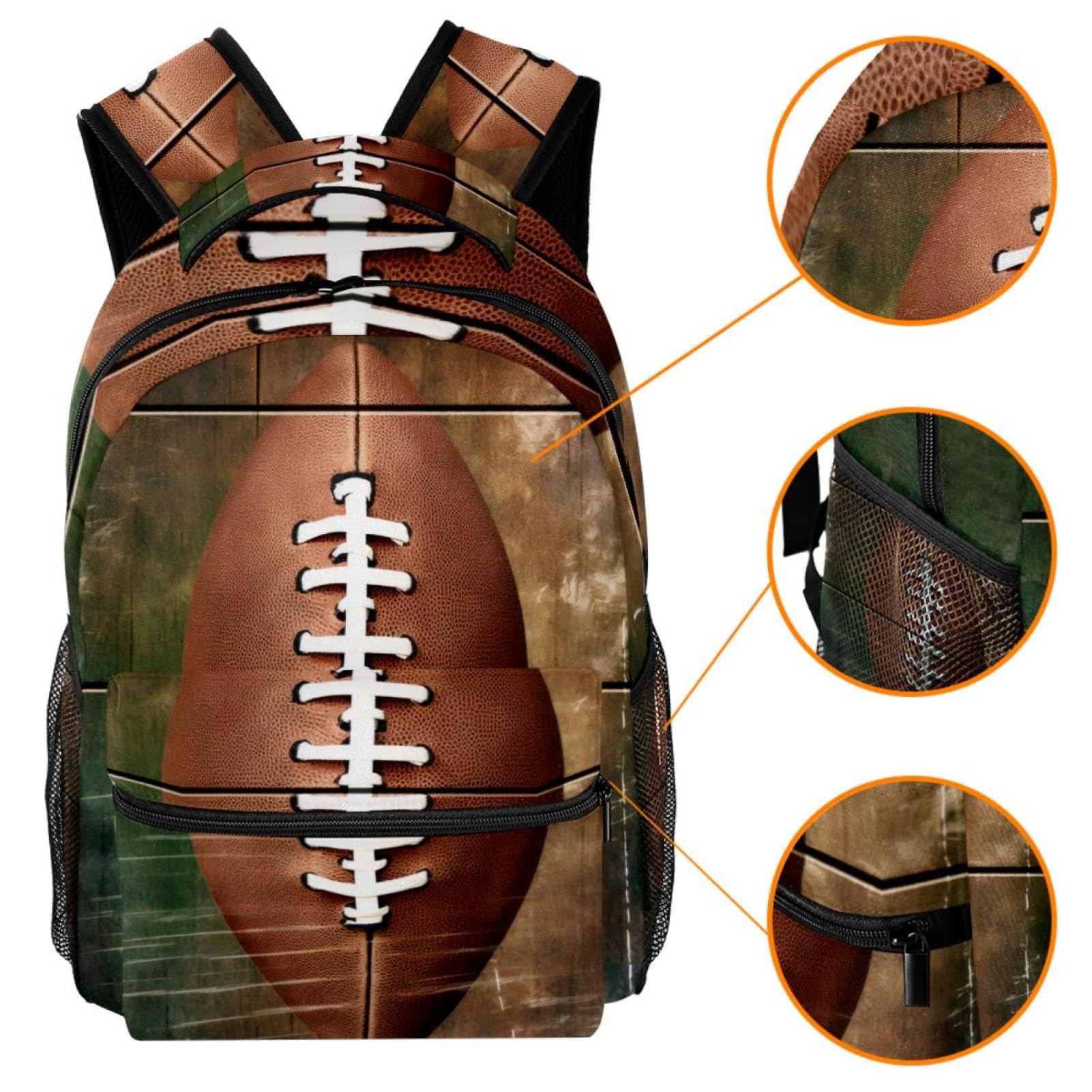 FVQL Kids Backpack - Durable School Bookbag for Boys & Girls, Football Themed Sports Backpack for Teens - Perfect for School, Travel & Sports Games