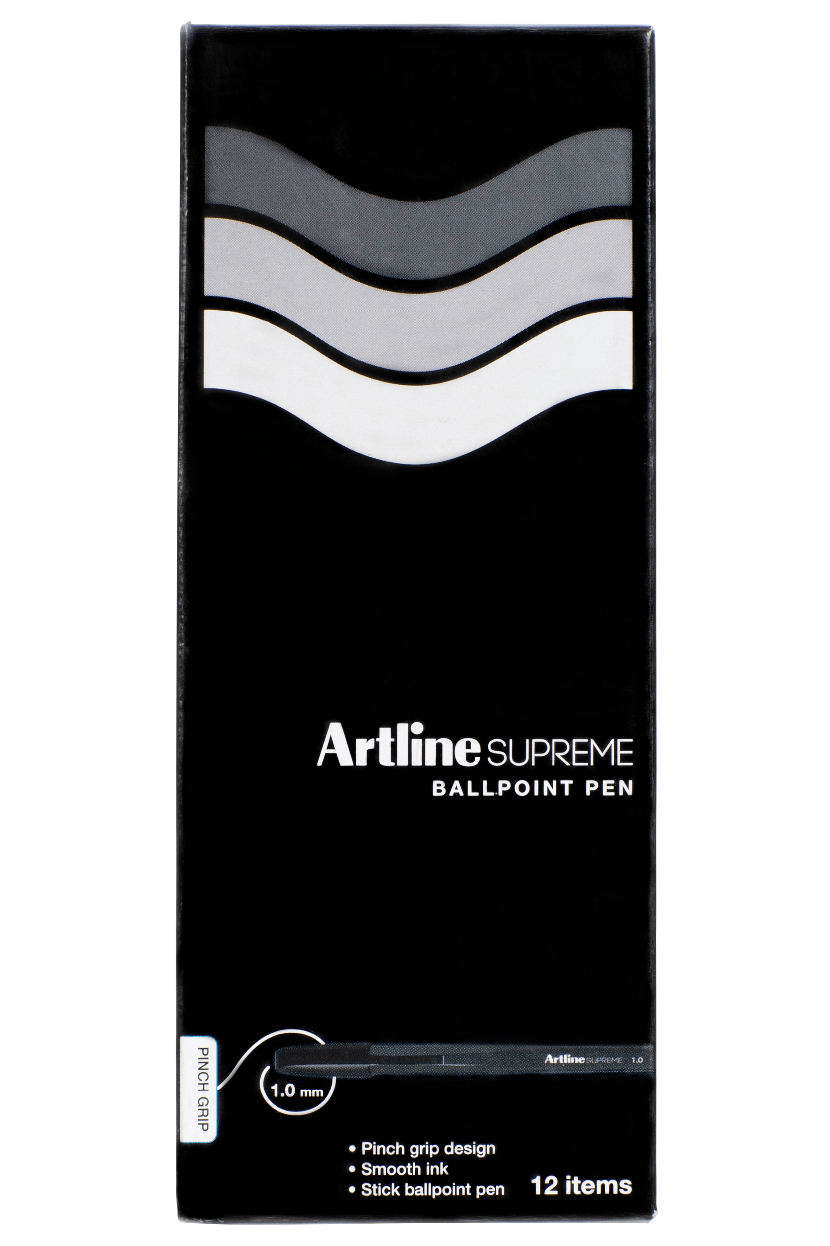 Artline Supreme Ballpoint Pens - Black Ink, 12-Pack - Smooth Writing for Office, School & Everyday Use